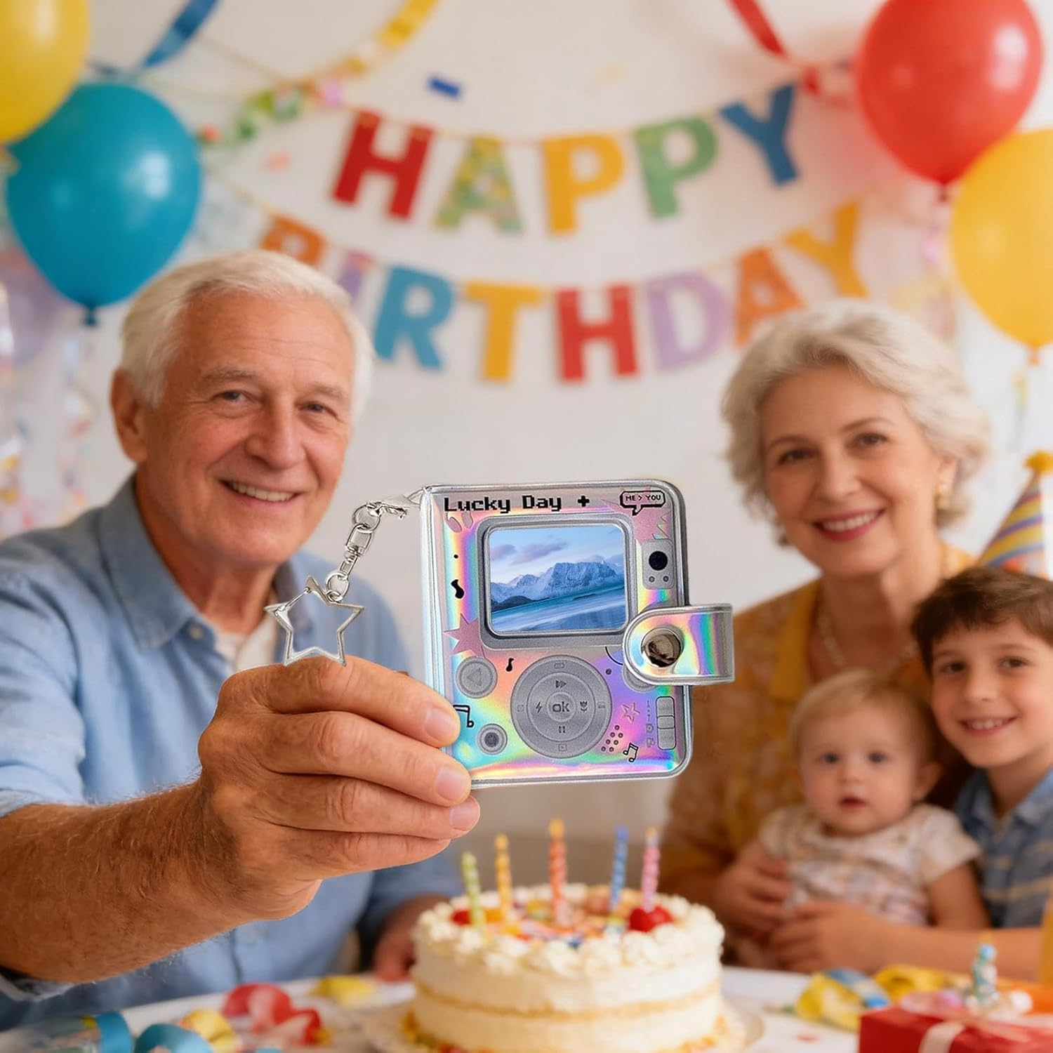 Keychain Photo Album,Double-Sided Cute Small Retro Portable Keychain,Kids Photo Album - for Kids New Year Memorial Pregnancy Birth Car Christmas Growth Home Holiday Party Vacation - Memory Storage image number 4