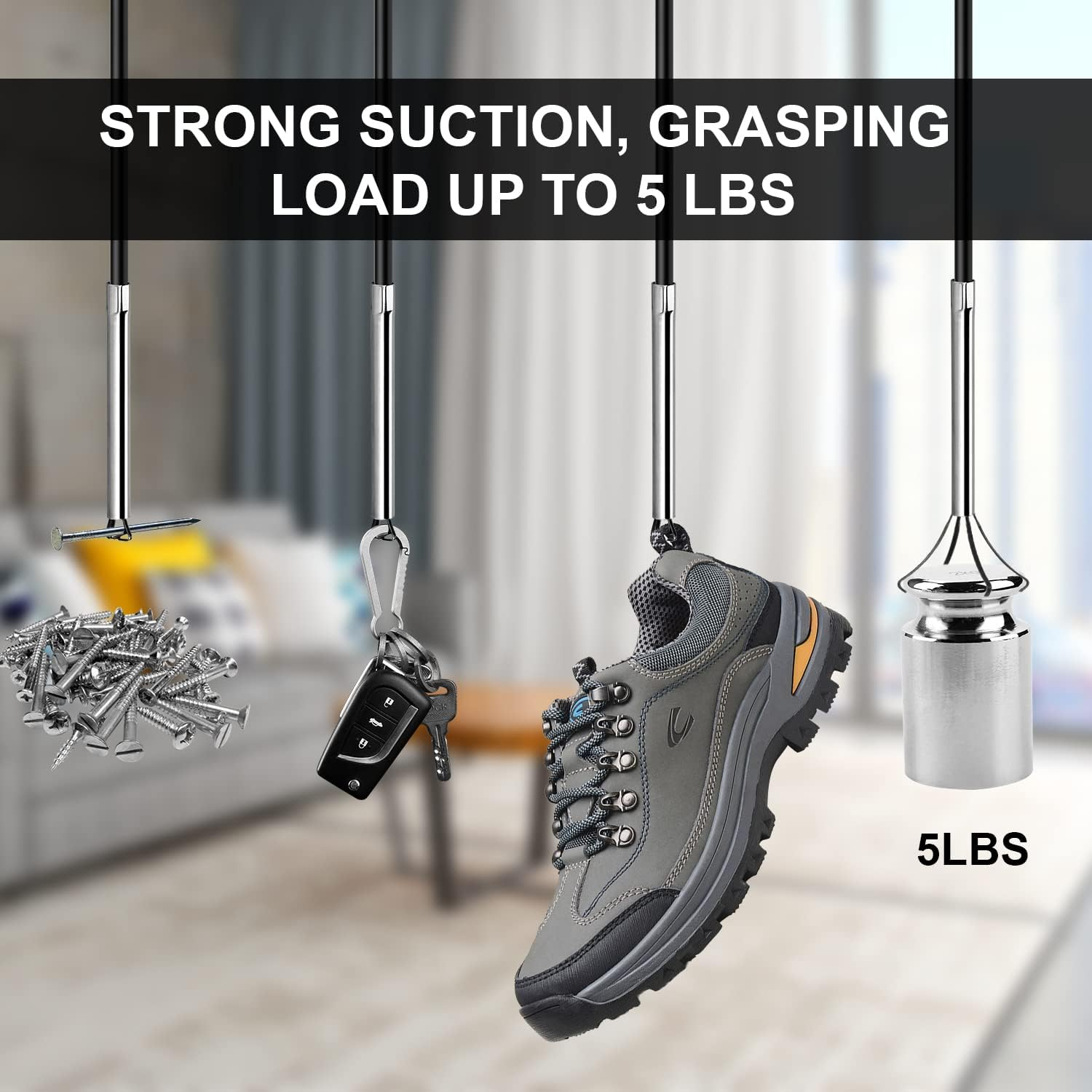 Small Caliber Flexible Grabber Tools 24'' Four-Claw Pickup Tool Pick up Items in Narrow Space Flexible Waste Picking Tool for Engine Bay/Home Sink/Earring (Not Magnetic)