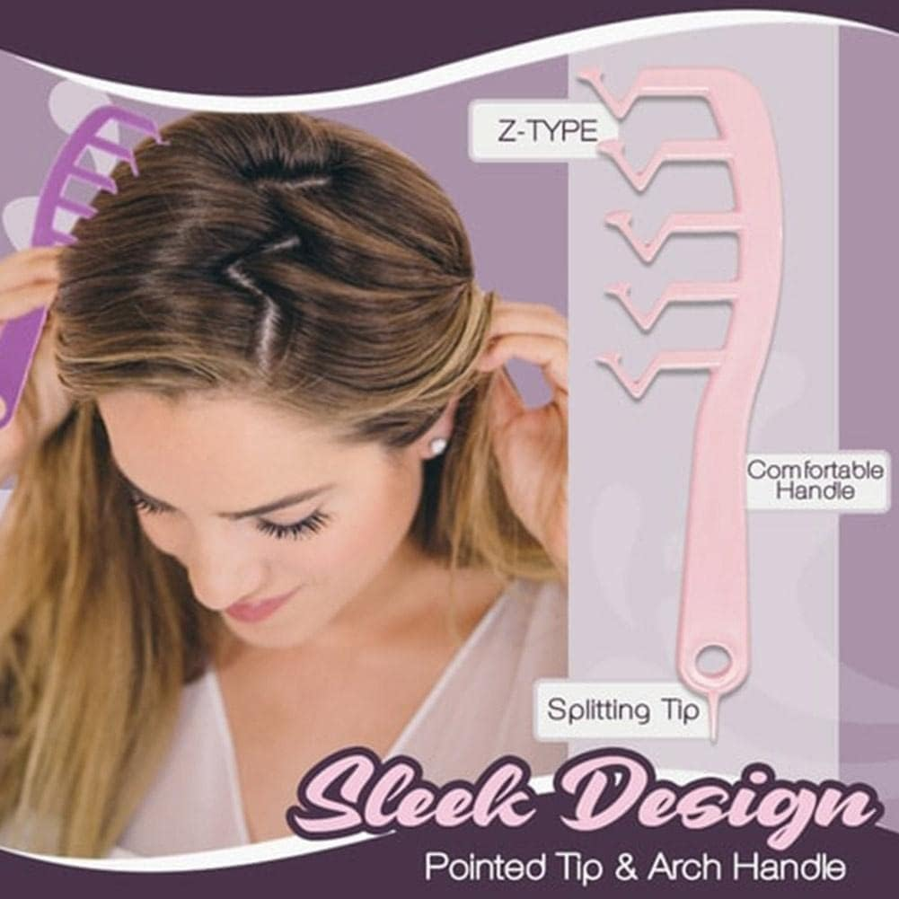 Z-Shaped Wide Tooth Comb for Detangling and Styling Curly Hair - Large Hairdressing Tool with Puff Bangs Design for Girls, Combs image number 2