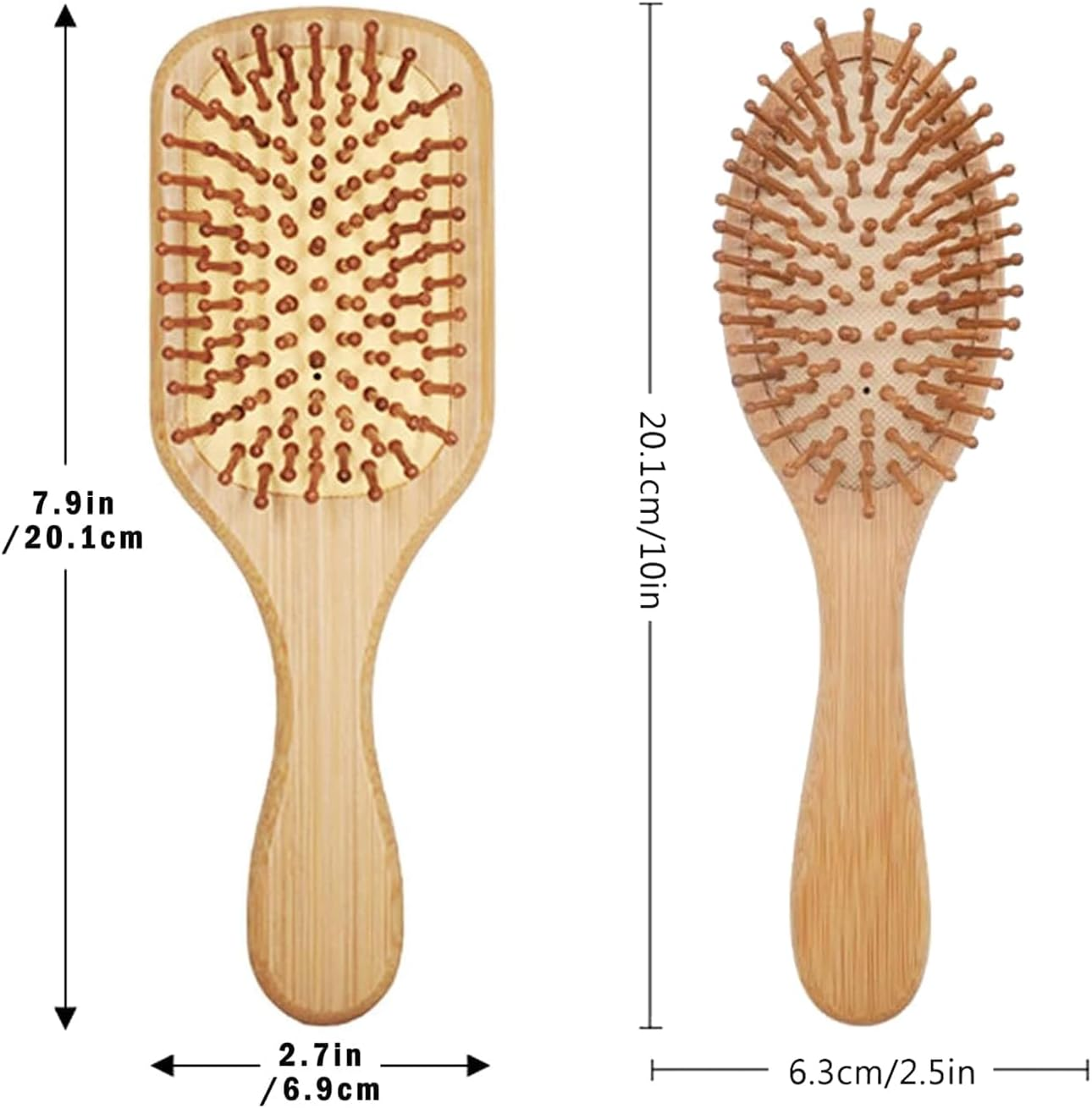 2 PCS Wooden Hair Brushes Combs with Air Cushion, Natural Wooden Hair Brushes for Scalp Massage Anti-Static, Hair Combs Set Bristle No Tangling Hairbrush for Straight Curly Wavy Hair (Rectangle+Oval) image number 5