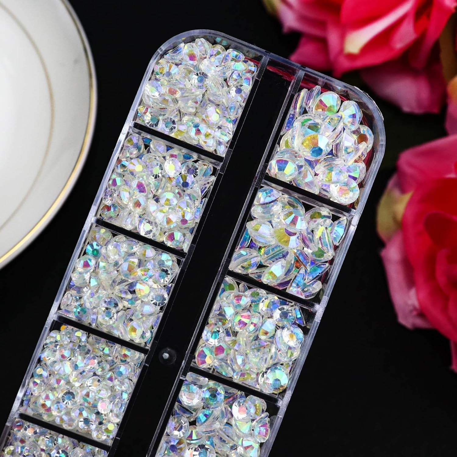 Towenm B7000 Clear Glue with 4000PCS Transparent AB Rhinestones for Crafts Clothing Fabric Shoes, Glue Fix Flatback Gems for Nails Face Jewelry, Mixed 5 Sizes 2Mm-6Mm Diamond Gemstones Bejeweled Kit image number 4