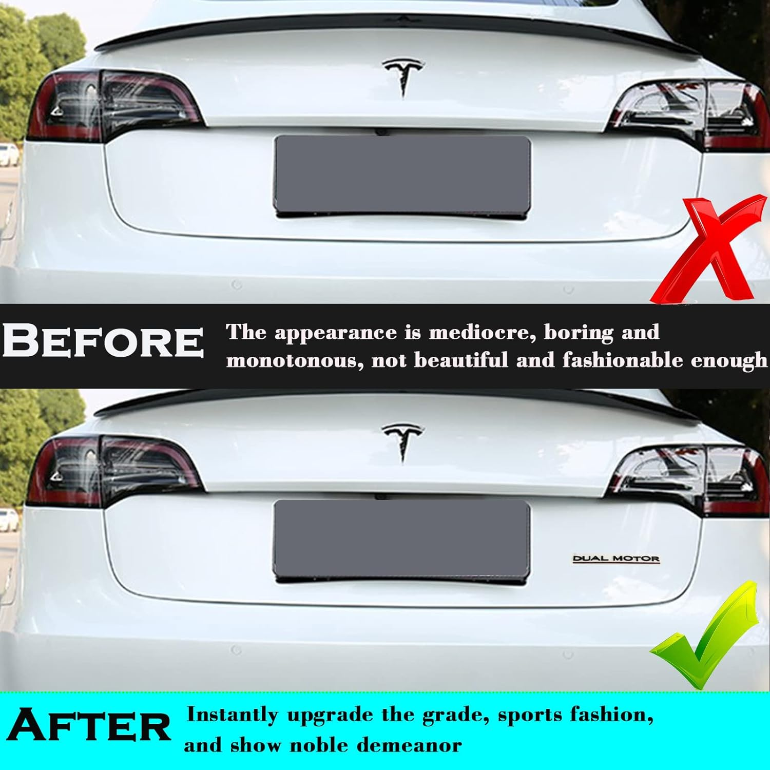 YHCDSEA Model 3 Y Dual Motor Badge Emblem Sticker Plaid Decor Compatible for Tesla Model 3 Y X S Accessories (Matt Black-Black Line) - A-Ludicrous image number 5