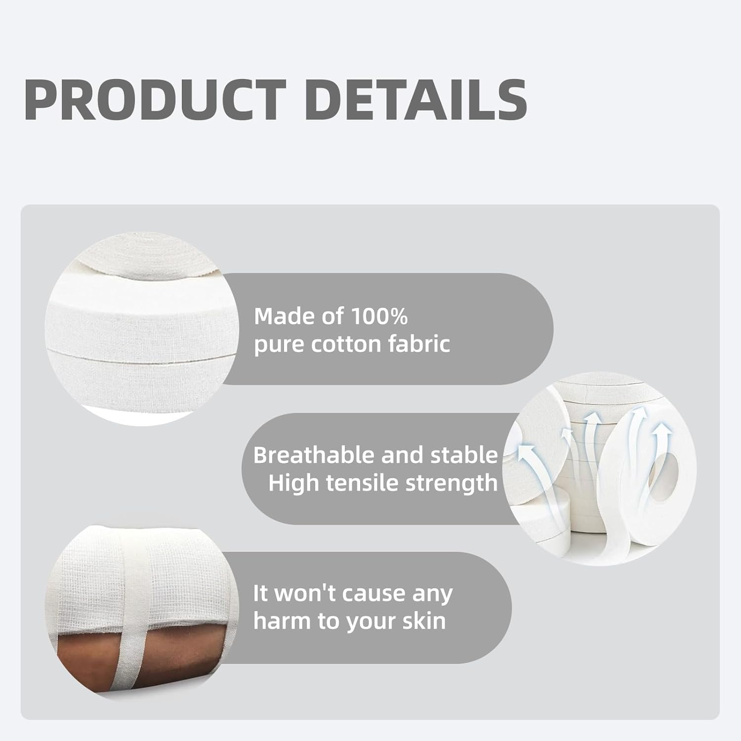 Hzqzaoan 4 Rolls 1.5Cm X 5M Sports Finger Tape - Breathable Self-Adhesive Non-Woven Tape for Rock Climbing, BJJ & Martial Arts | Strong Athletic Finger Tape for Ankle, Wrist Support (White) image number 3