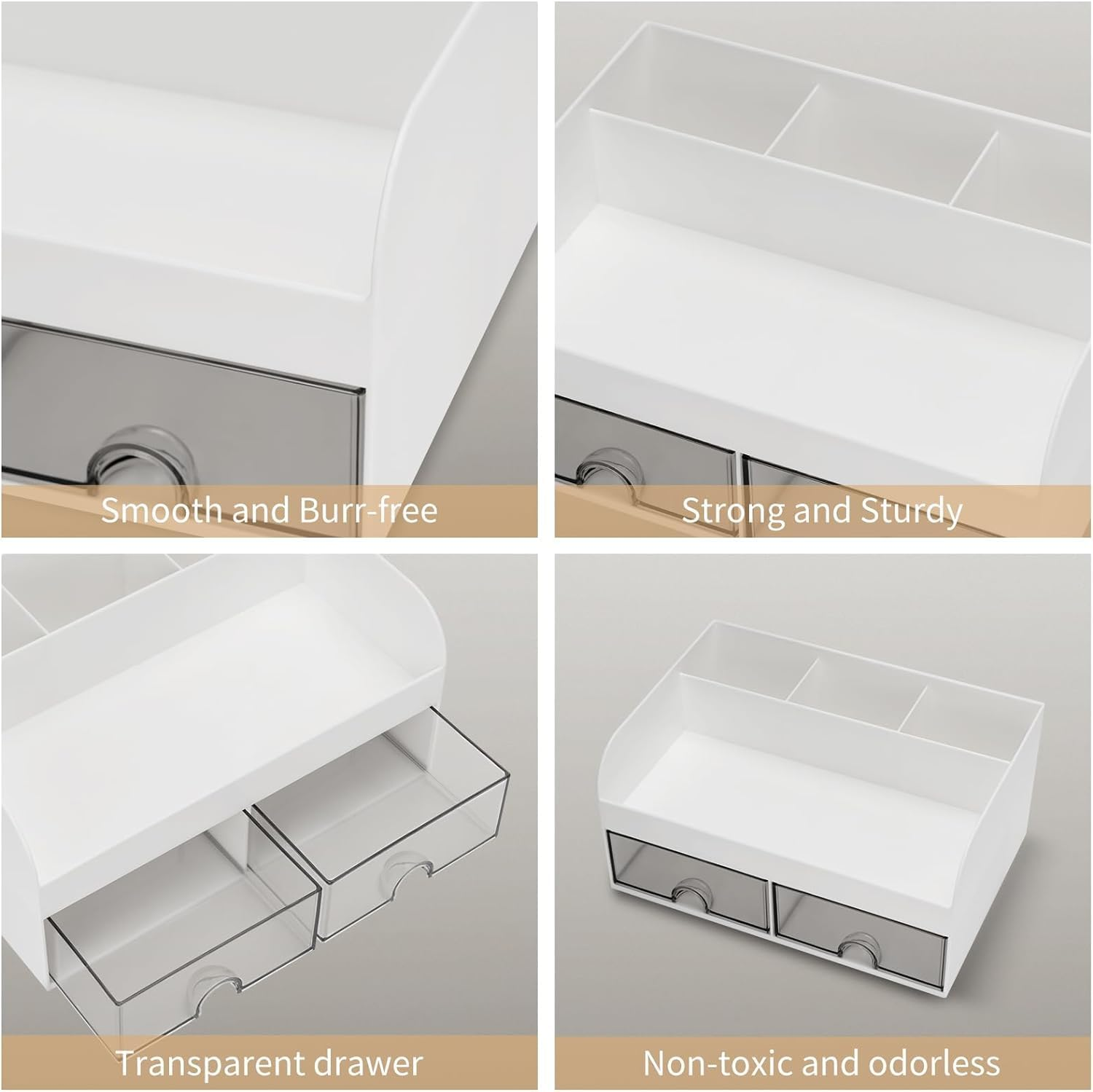 Desk Organizer with 2 Drawer, Multi-Functional Pencil Pen Holder for Desk, Desk Organizers and Storage with 6 Compartments, Desktop Organizer for Office Home Art Supplies (White) image number 1