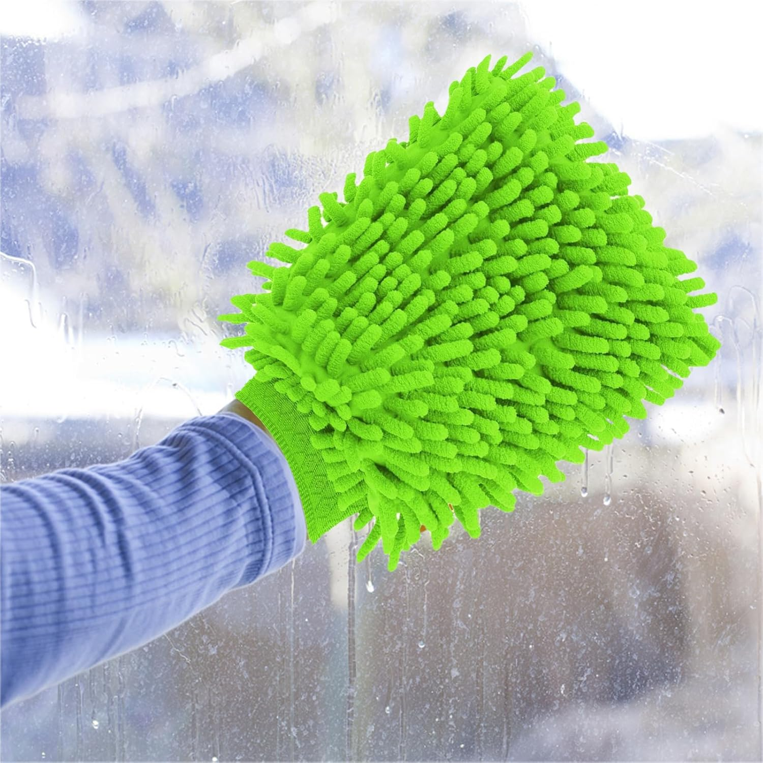 2 Pcs Car Wash Mitt, Wash Mitt for Car Washing, Car Wash Sponge, Car Sponges for Washing Car Sponges for Washing Super Absorbent Car Cleaning for Home Dusting (Green) image number 4