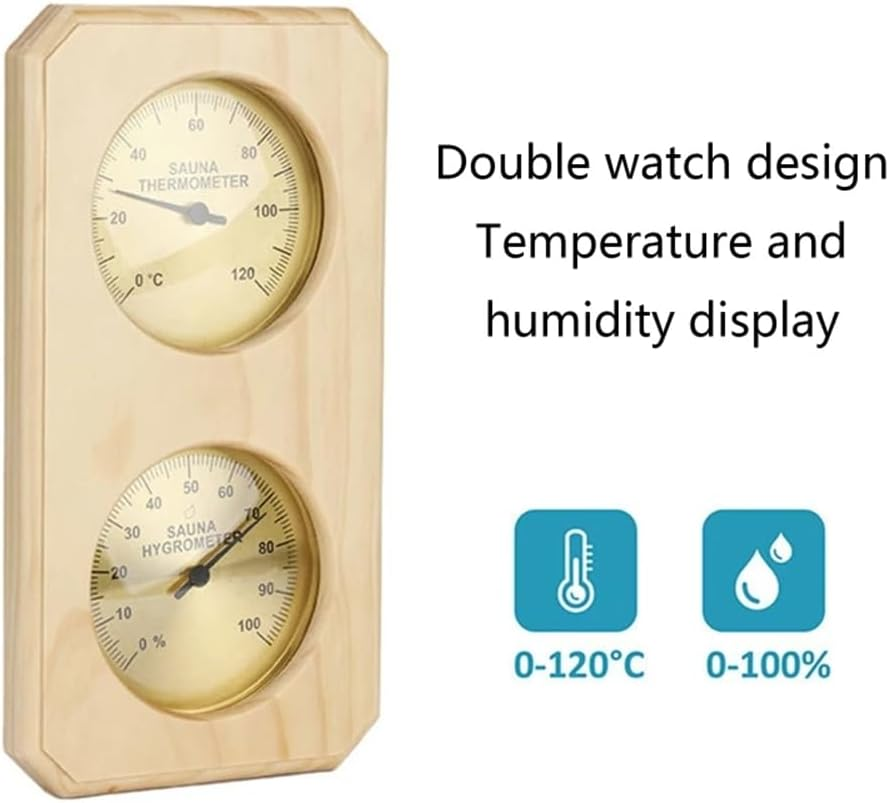 Sauna Thermometer 2 in 1 Wooden Sauna Hygrothermograph Indoor Celsius Thermometer & Hygrometer for Hotel or Sauna Room Easy Install image number 4