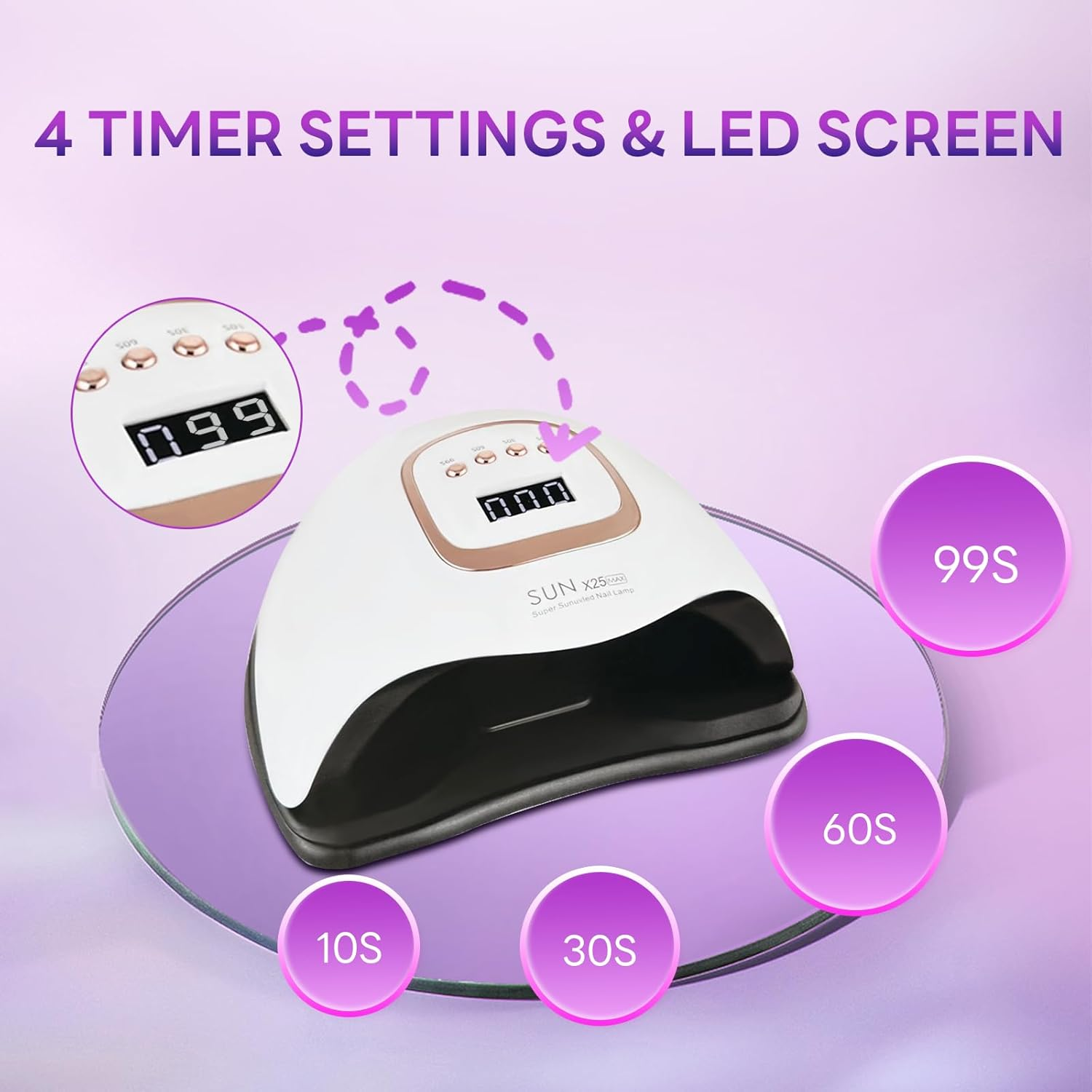 Timpou 380W UV LED Nail Lamp with 81 LED Beads, Professional Nail Dryer Gel Nail Polish, UV Nail Light with 4 Timer Settings, Automatic Sensor, LCD Display