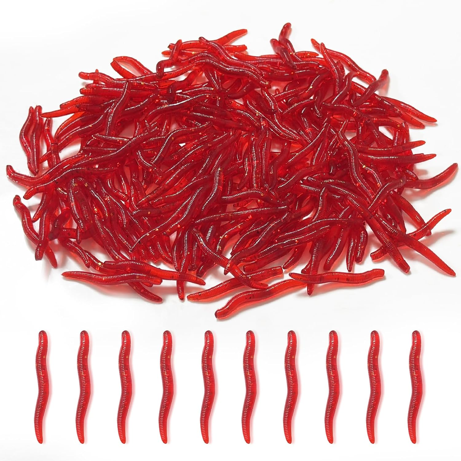 TEAONE Fake Lure, 200 PCS Soft Fishing Lure for Freshwater and Saltwater (Red, 3.5Cm/1.37In) image number 2