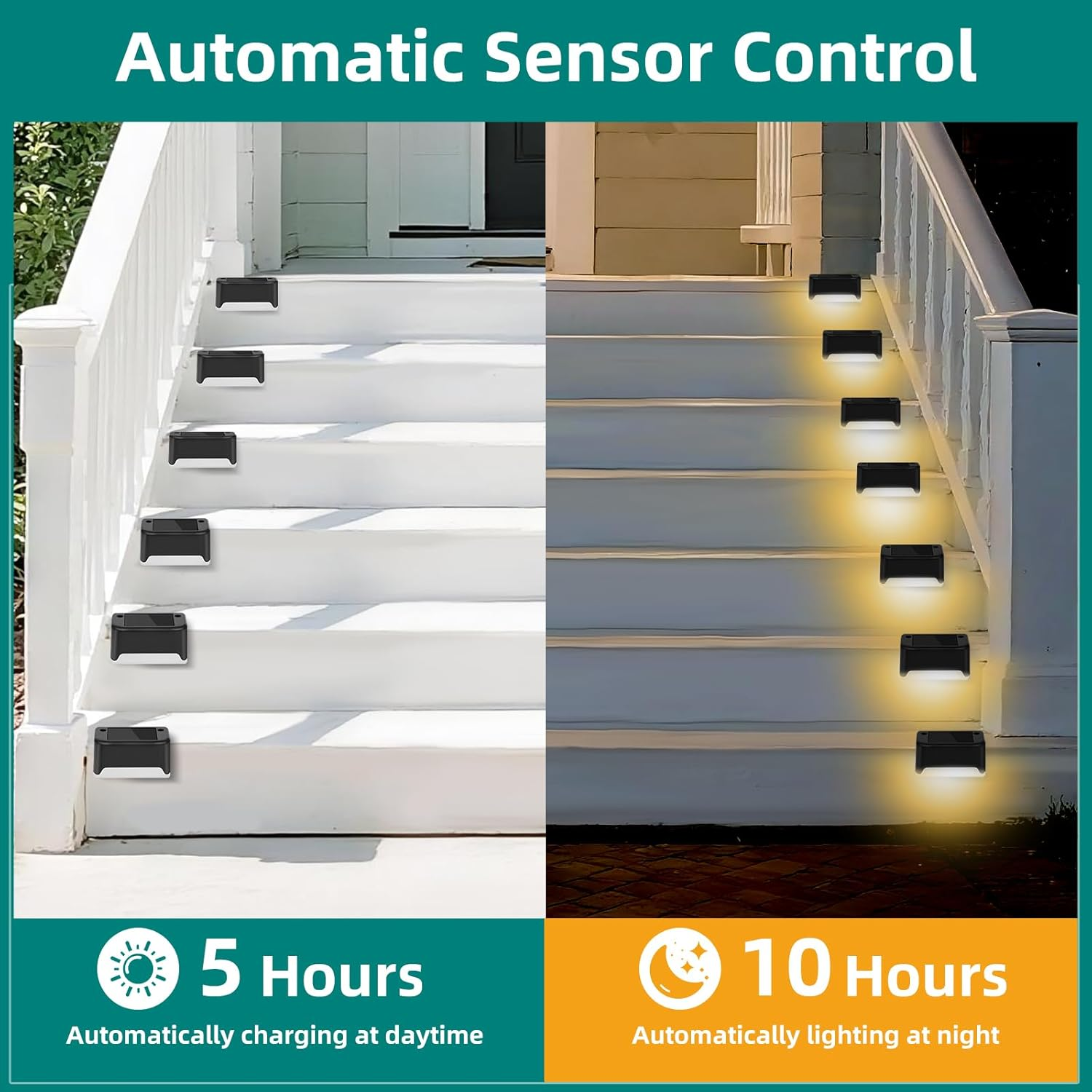 JEWOSTER Solar Fence Lights Outdoor - Waterproof LED Solar-Powered Deck Lights, Solar Step Lights for Fence, Patio, Yard, Porch and Garden - 16 Pack, Warm White image number 5