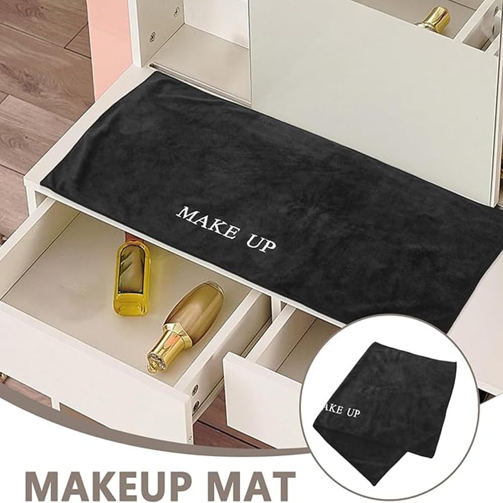 40Cm X 80Cm Dual-Side Black Makeup Mat for Vanity Top, Dressing Table, and Workbench Protector and Table Cover image number 1