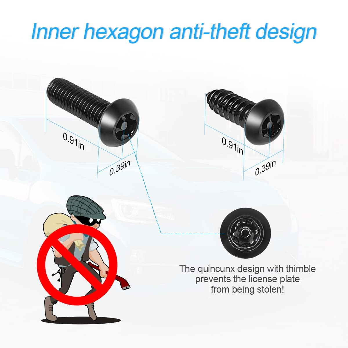 8PCS anti Theft License Plate Screws Kits,Stainless Steel License Plate Fasteners,Number Plate Screws Set for Attaching License Plates, Frames and Covers as Well as Mounting Accessories image number 1