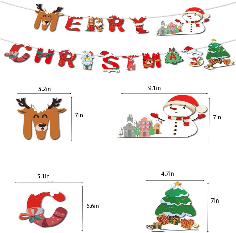 Merry Christmas Balloons Set Merry Christmas Banner Party Decorations Kit Christmas Theme Pull Flag Cake Card Decoration for Christmas Holiday Fun Baby Shower Birthday Party Bar Home Decor Supplies image number 3