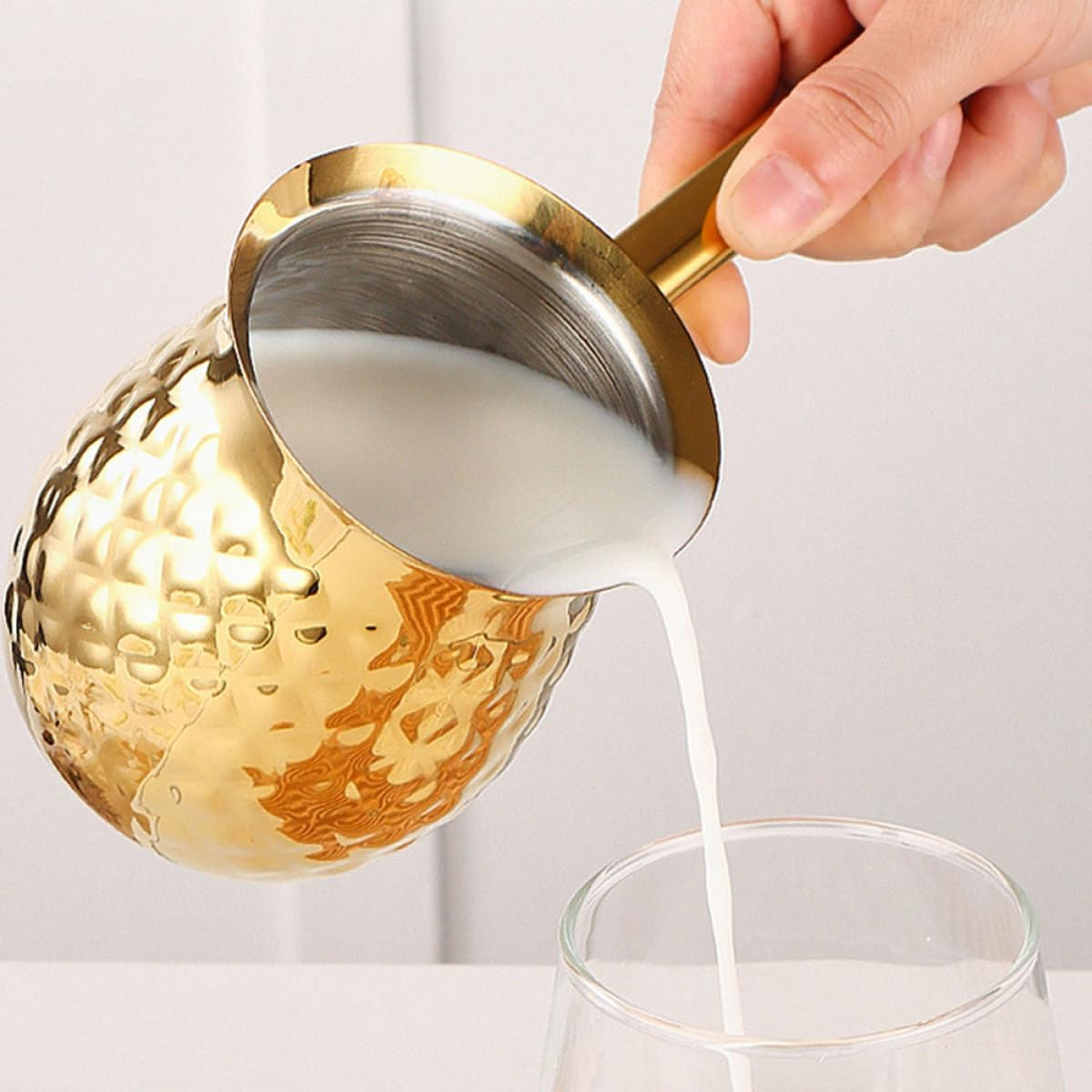 Generic Vintage Turkish Coffee Pot 400Ml Golden Cezve Coffee Brewer Metal Mocha Pot for Home and Tea Serving image number 1