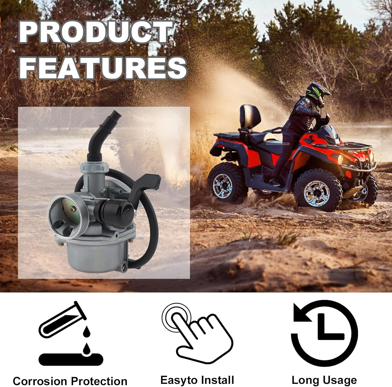 Windance PZ19 Carburetor Fit for Taotao Honda/Scooter Go Karts ATV Dirt Pit Bike / 50Cc 70Cc 80Cc 90Cc 110Cc 125Cc with 35Mm Air Filter, 50Cc-125Cc Carb