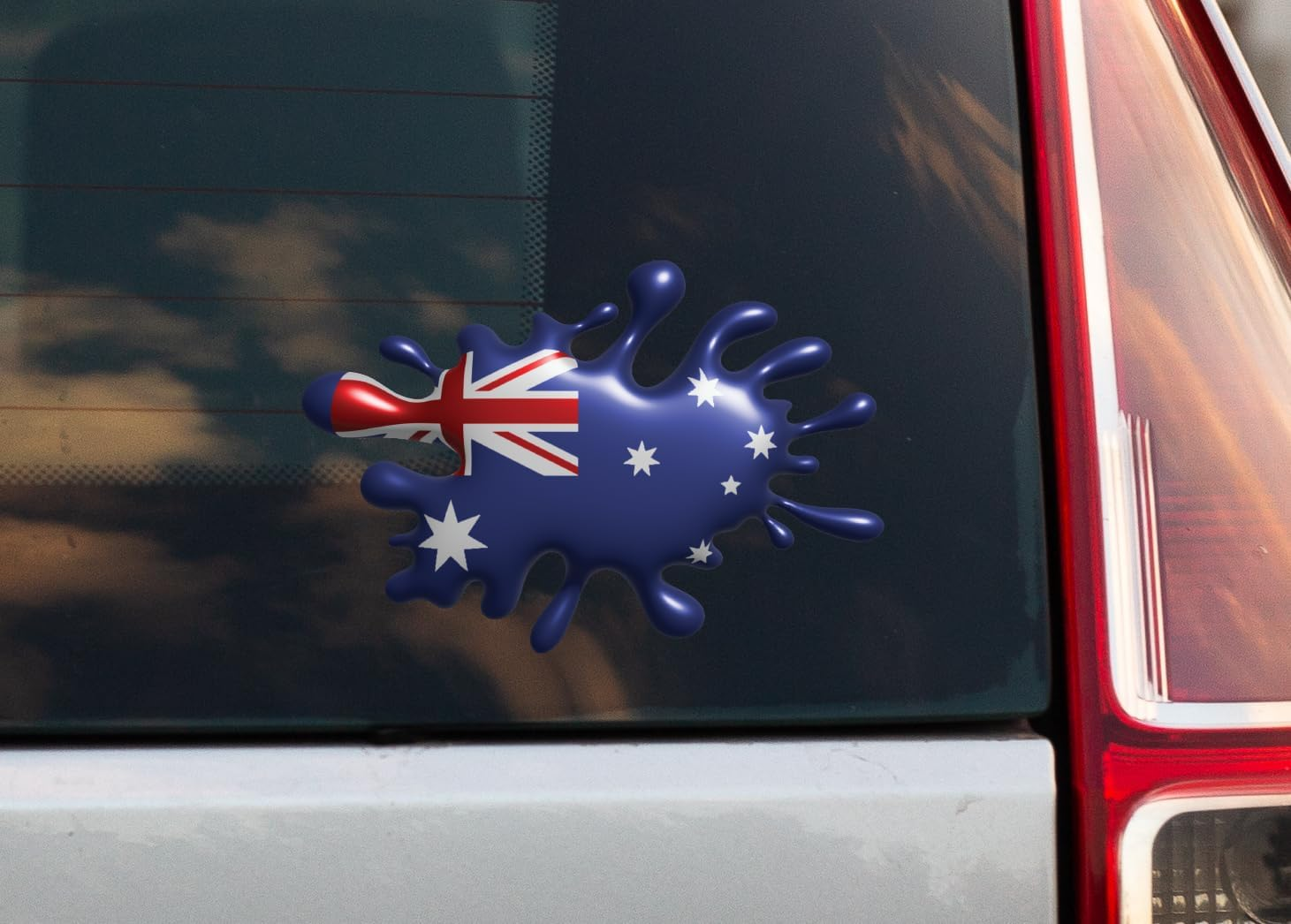 Australian Flag Splat Car Stickers &ndash; 2-Pack Flat Vinyl Decals with Printed 3D Effect (15X10Cm) &ndash; Weatherproof, Bubble-Free &ndash; Fun Aussie Flag Decoration for Cars, Utes, Australia Anzac Day