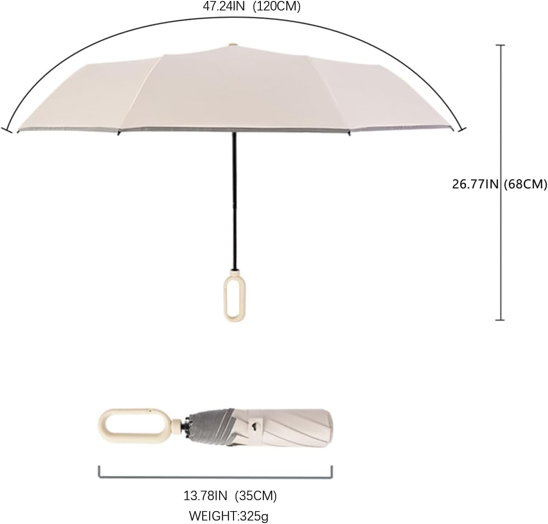 Foldable Windproof Ring Buckle Umbrella with Protect the Reflective Strip Rain and Sun Weather Resistant UV Guarded Sophisticated Manual 8-Bones Umbrella for Travel and Work - Blue image number 5