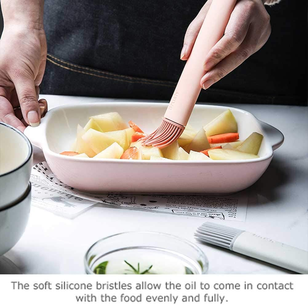 QUEENBAR Silicone Pastry Brush, Pink+Gray, Soft Food Grade Silicone Head, High Temp & Dishwasher Safe, BPA Free image number 3