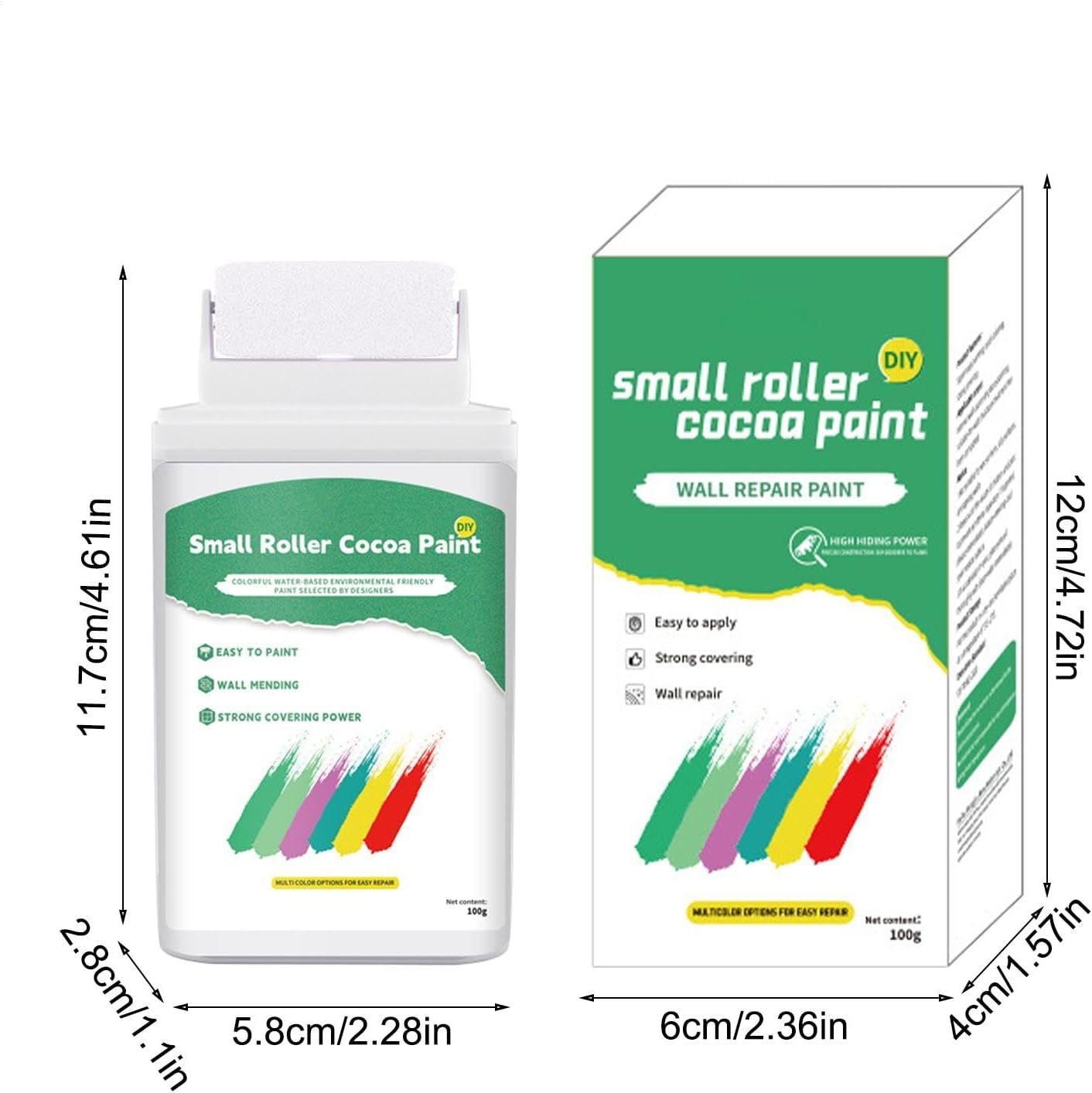 White Touch-Up Paint, 100G Wall Repair Paste, Water-Based Ceiling Paint, Easy Application with Roller Brush, Quick-Dry Formula 4.72X2.36 Inches, Ideal for Flat Ceiling