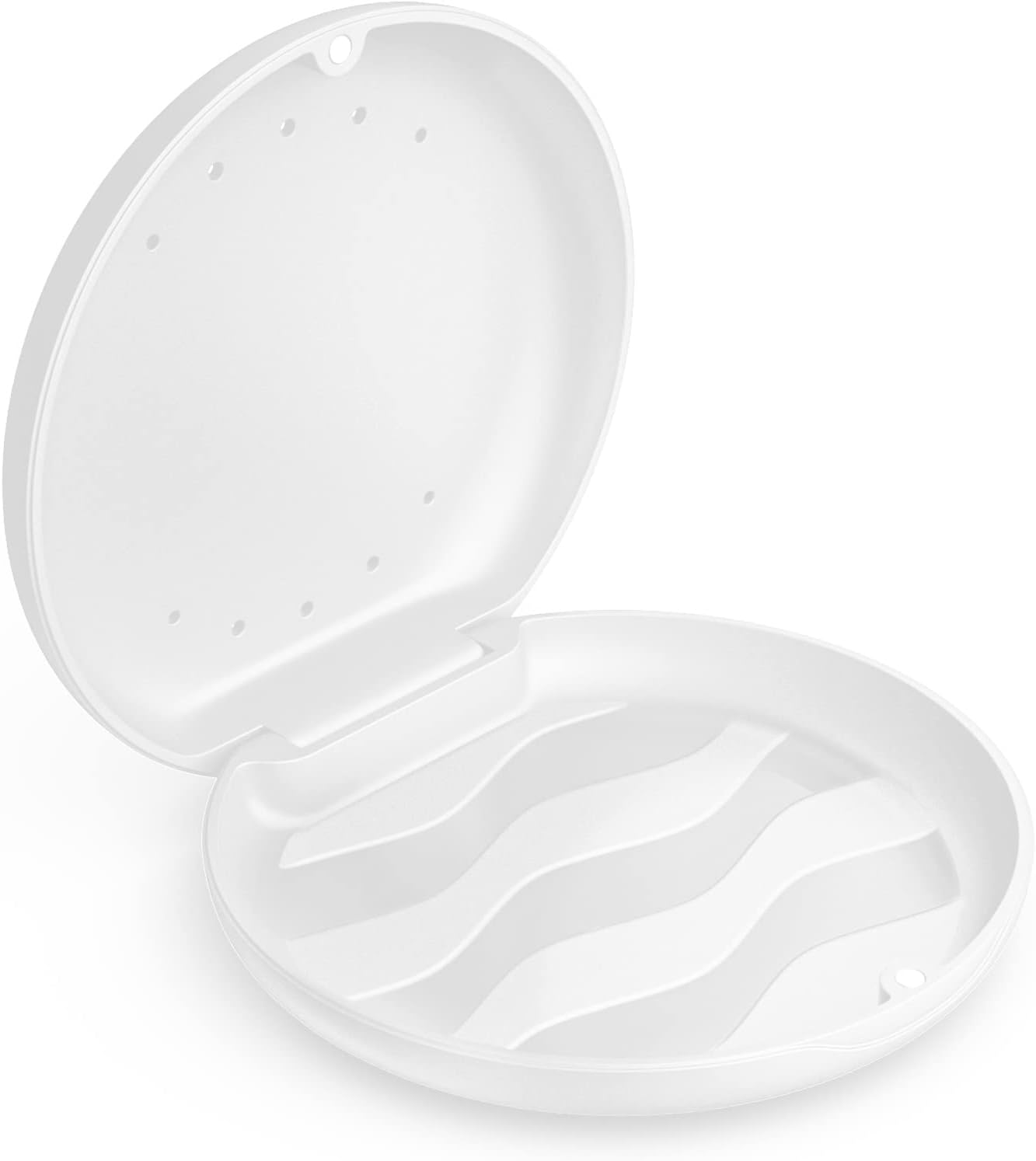 Annhua Orthodontic Retainer Case with Vent Holes, Denture Storage Case Slim Mouthguard Container Aligner Case with Magnetic Closure for Household|Travel|Office - White