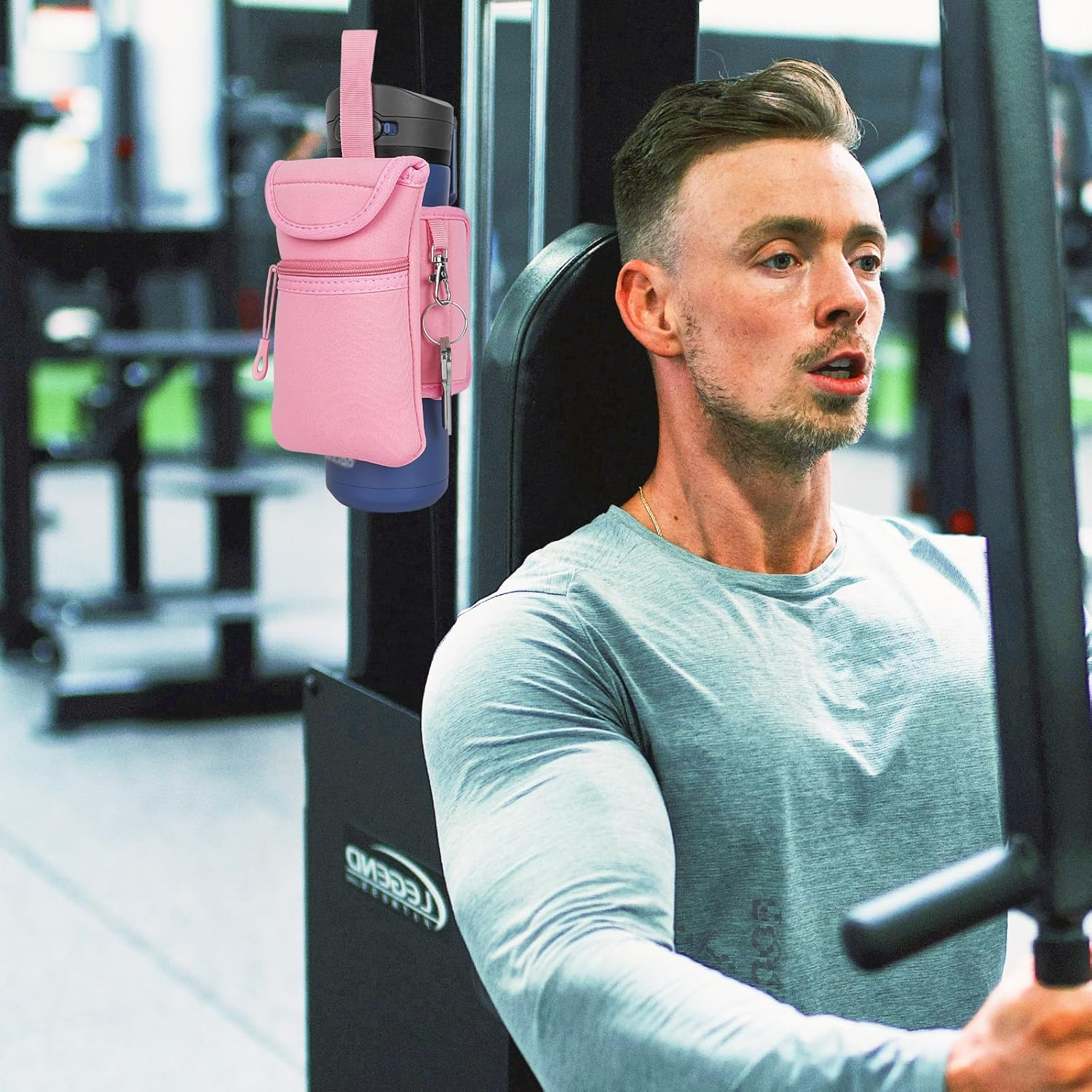 Linkidea Magnetic Water Bottle Sleeve Pouch Compatible with YETI Rambler Bottle, Hydro Flask Wide Mouth and Most 18Oz to 32Oz Bottles, Magnetically Water Bottle Bag for Gym with Pockets image number 5