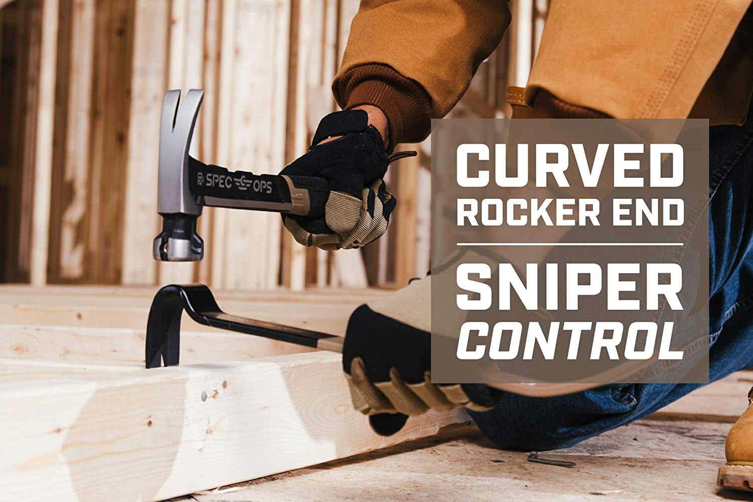 Spec Ops Tools 10" Cats Paw & 15" Flat Pry Bar Set Crowbar Tool Set, Teardrop Nail Pullers, High-Carbon Steel, 3% Donated to Veterans image number 4