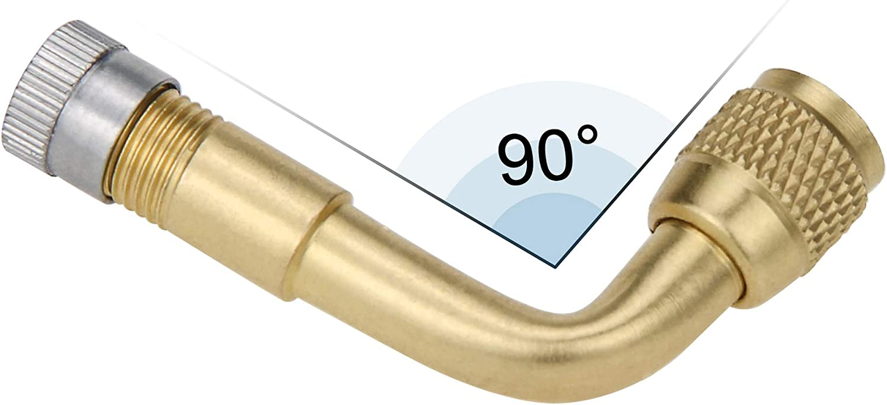 Mellbree 2-Pack Tire Valve Extension, 90 Degree Schrader Tire Valve Stem Extension Brass Adaptor Compatible for Passenger Cars, Stroller, Bicycles, Motorcycles, Trailers, RV and Recreational Vehicles image number 4