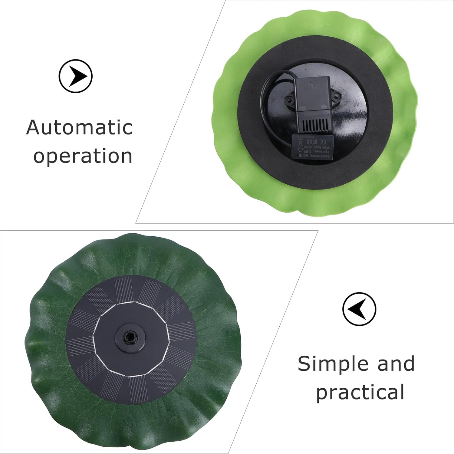 Lotus Leaf Shape Floating Solar Fountain Pump DC Brushless Solar Water Pump for Garden Pool Pond Outdoor Water Fountain Green AS180 0814B image number 6