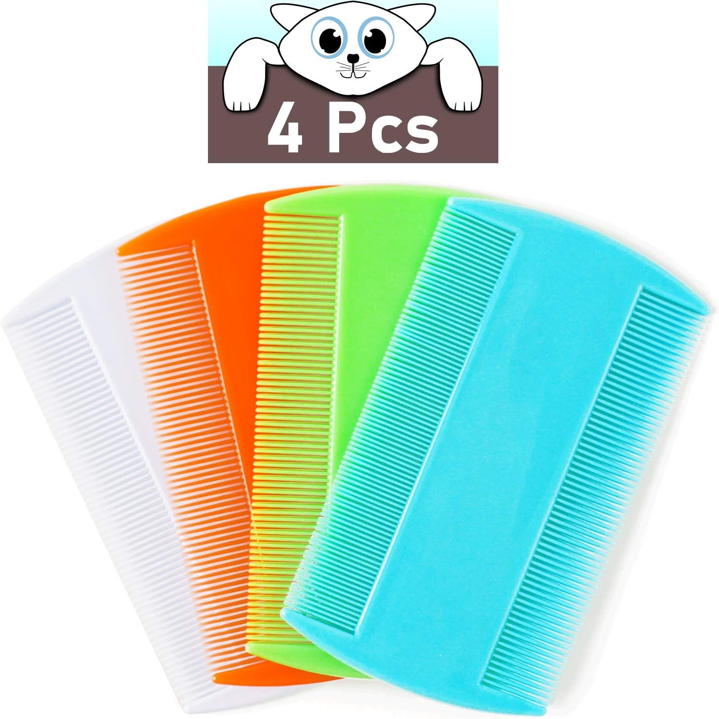 Flea Comb for Cats, 4 Pcs Lice Comb for Dogs, Double Sided Cat Comb for Short Hair of Pets or Humans by Mohern image number 2