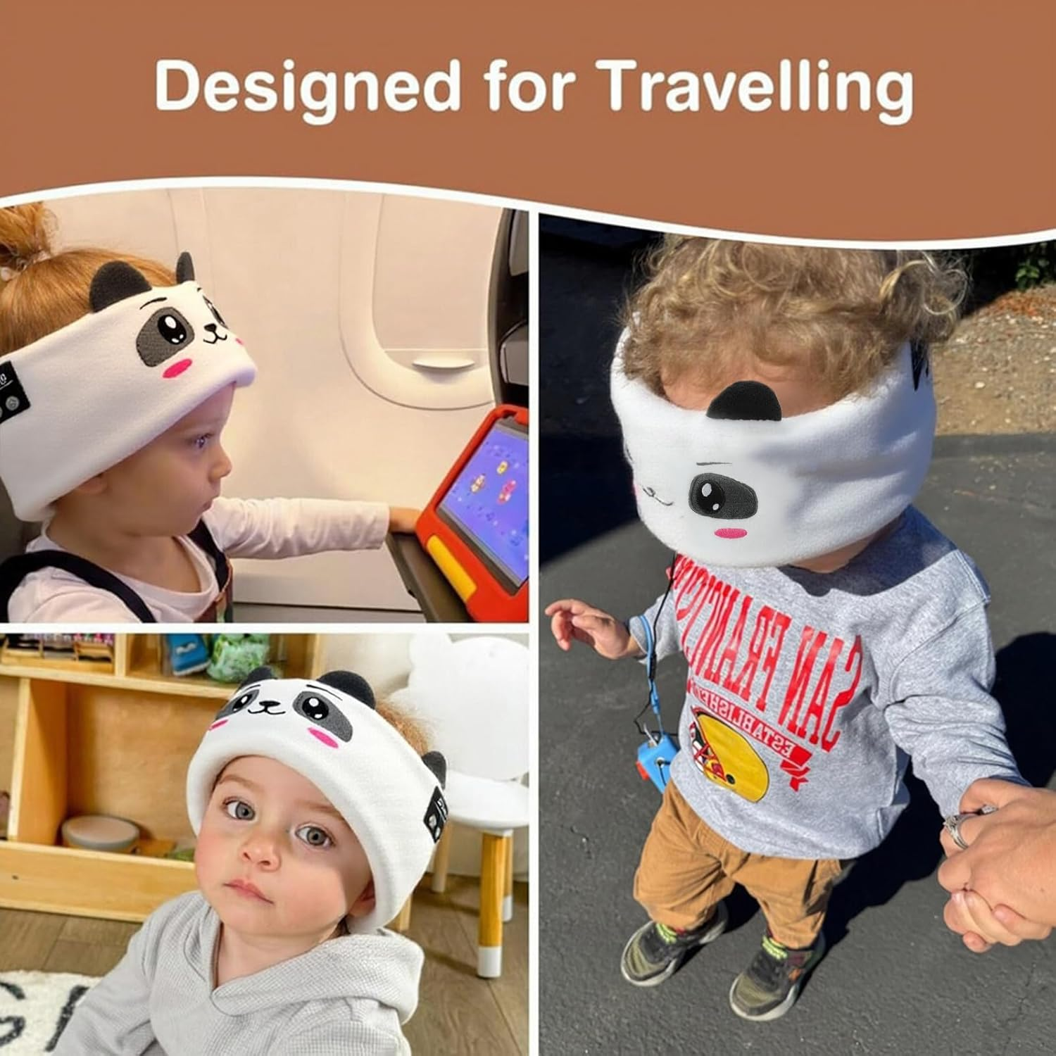 UOEPOWA Toddler & Kids Headband Headphones Wireless, Toddler Headphones with Super Soft Headband, Safe Volume Limited, Adjustable for Travel, Learning, and Sleep (Panda) image number 6