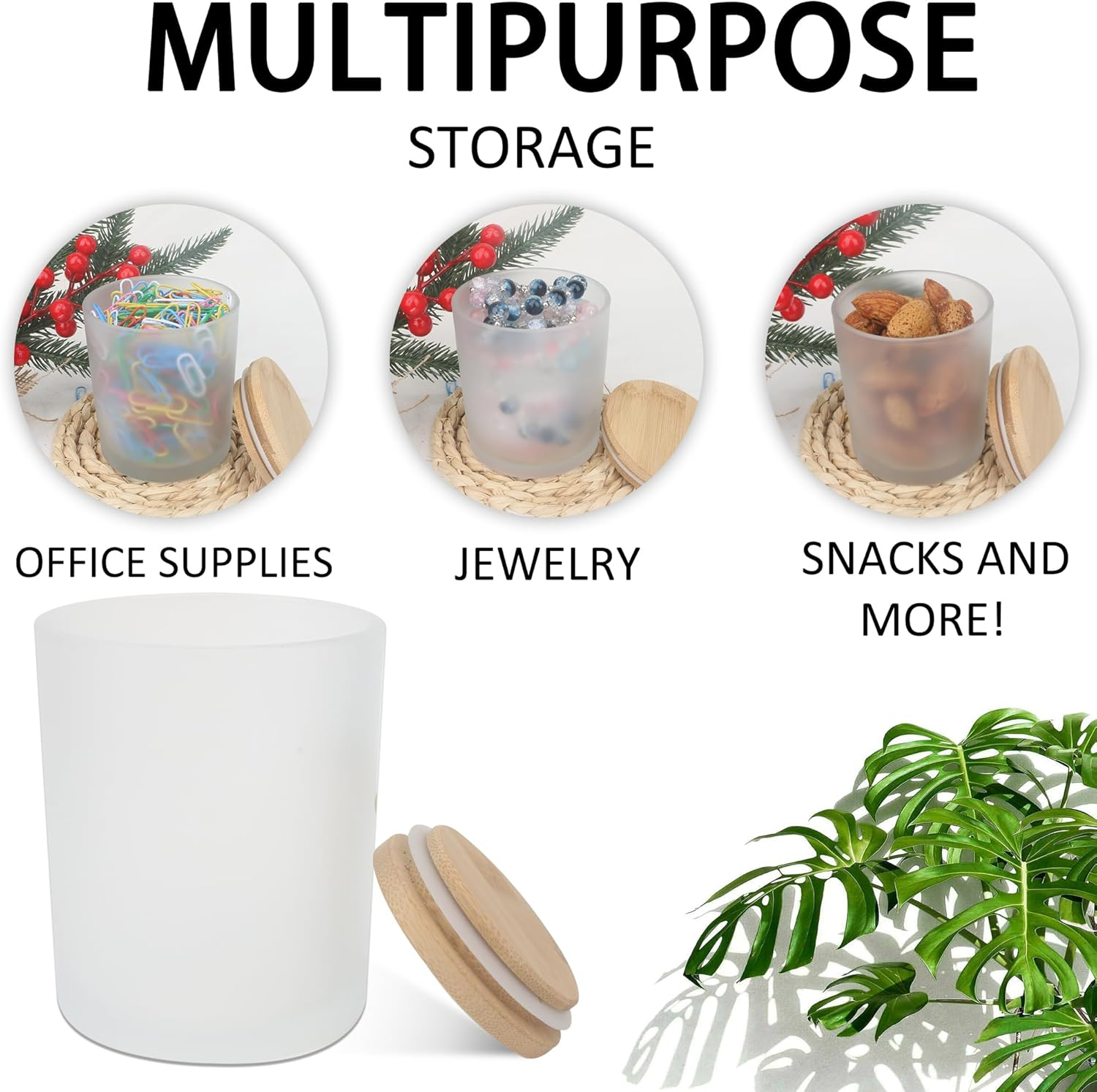 MILIVIXAY 12 Pack 10 OZ Frosted White Thick Glass Candle Jars with Lids - Bulk Empty Candle Jar for Making Candles - Spice, Powder Containers. image number 1