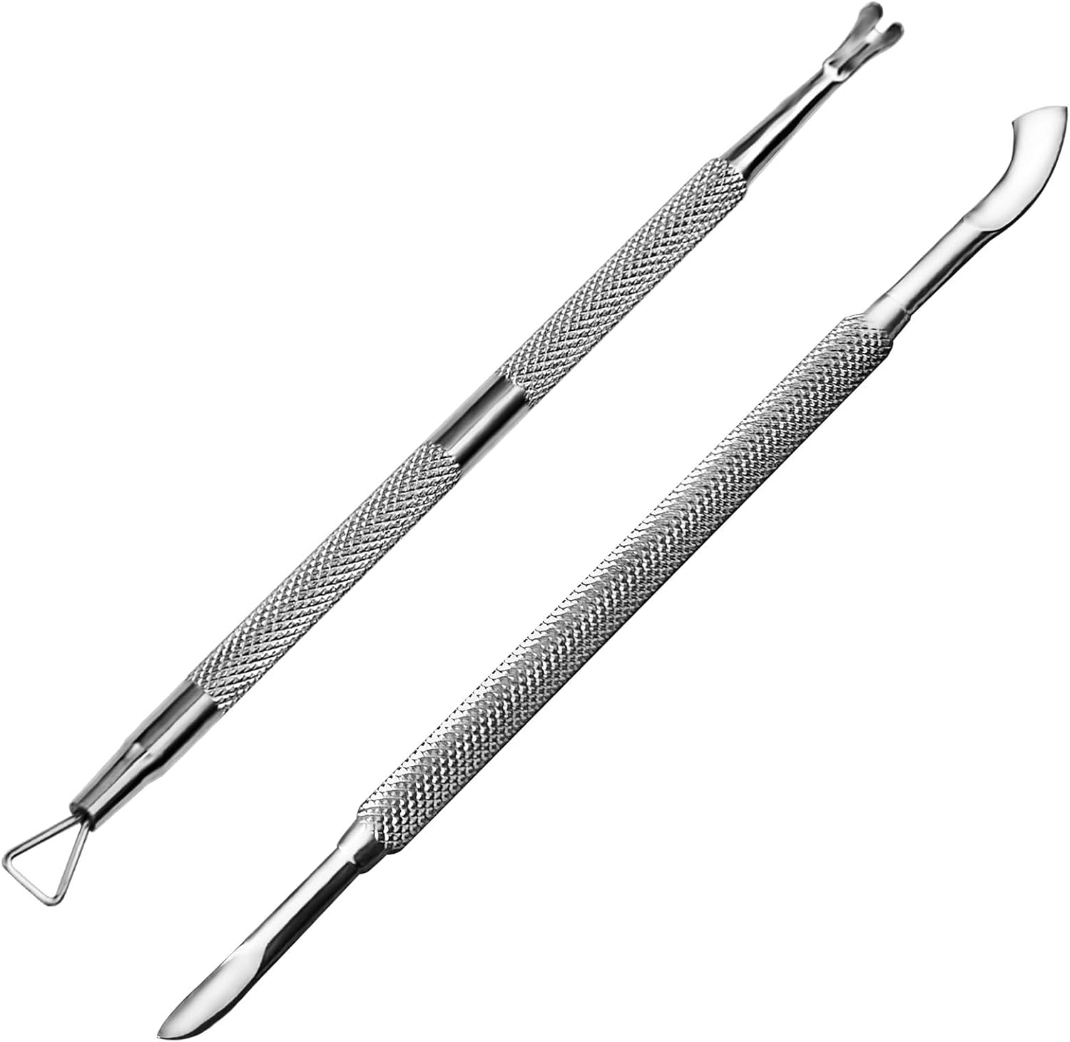 HIFAU Cuticle Pusher and Cuticle Remover Tool Set, 2PCS Premium Stainless Steel Cuticle Trimmer and Nail Polish Removal Tools Set, for Wommen image number 5