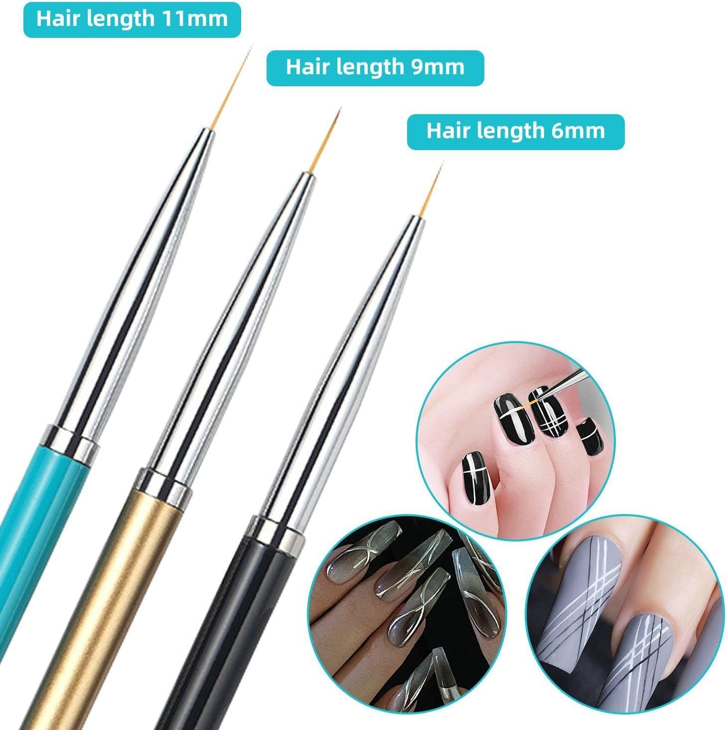 6 Fine Nail Art Brushes, 1 Acrylic Nail Art Brush Storage Rack, Nail Art Pens, DIY Nail Art Painting Accessories, Nail Art Tool Set image number 4