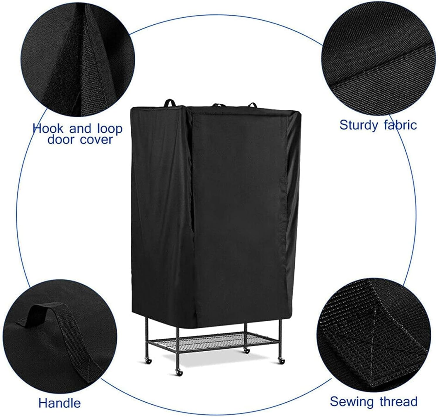 Bird Cage Cover MAYHOUR Waterproof Multifunction Sun Protection Parrot Cage Cover Pet Supplies Dust Proof Bird Cage Cover with Zipper anti UV Durable Breathable Knitted Parrot Guard Protective Washable (88&times;63&times;120Cm/35&times;25&times;47In) image number 2
