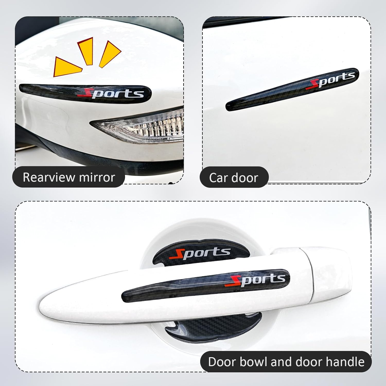 Car Door Handle Protector, 8 Pcs Door Protectors for Vehicles, Black, Door Handle Cup Protective Film for Most Vehicles (Bowl*4+Handle*4) image number 6