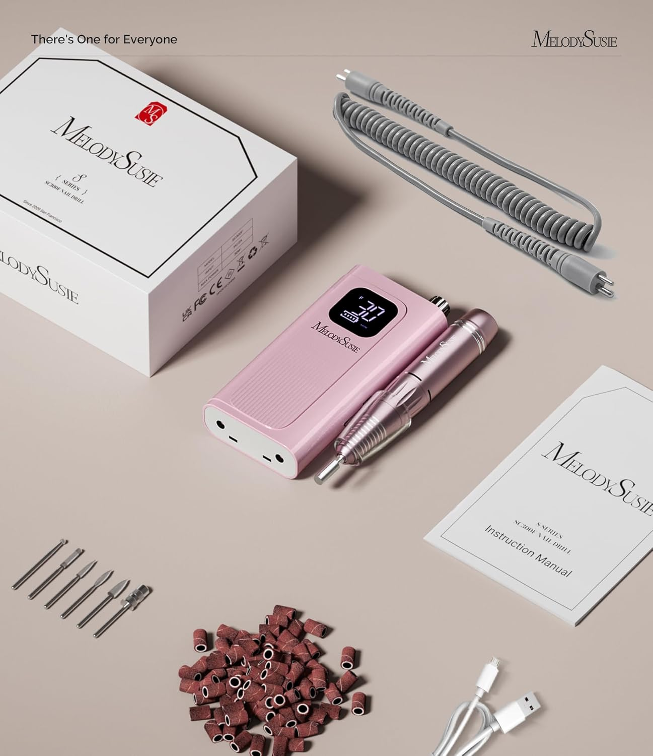 Melodysusie Professional Nail Drill 30000 Rpm,Rechargeable Efile for Shaping,Buffing & Removing Gel Polish,Ideal for Manicure and Pedicure at Home or Salon (SC300F) image number 5