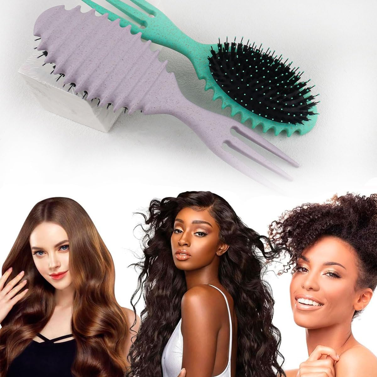 Curly Hair Brush, Curl Defining Brush, Professional Curling Brush, Styling Tools, Hair Combs Bouncy Curl Brush for Detangling, Shaping and Defining (Purple) image number 4