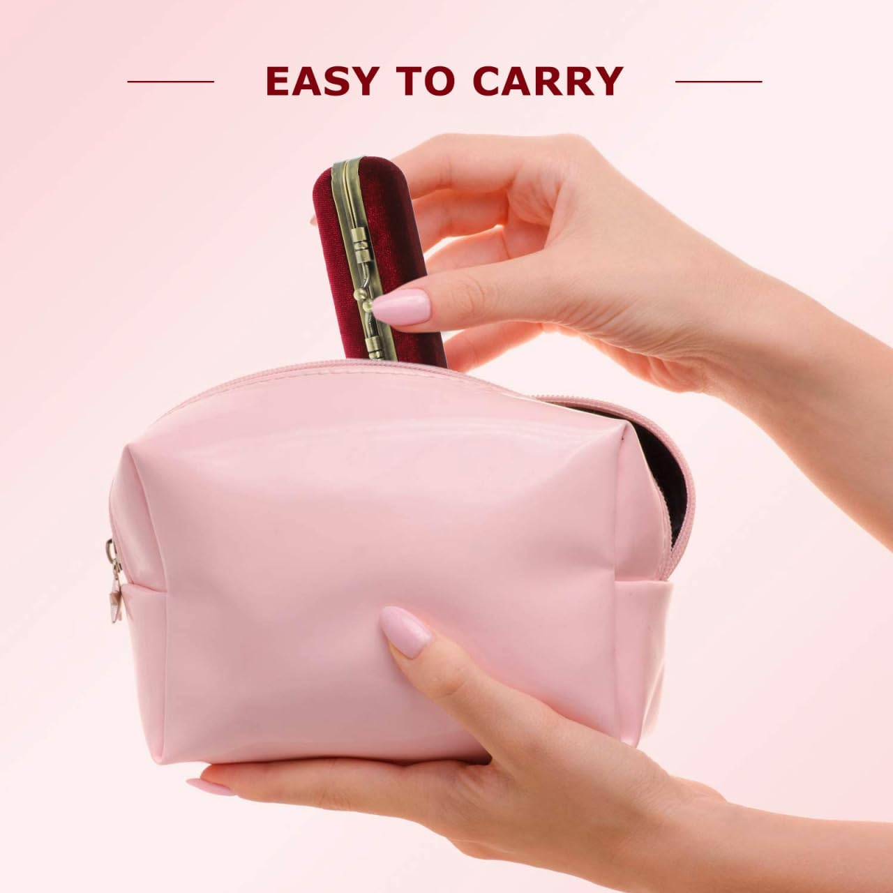 DOITOOL Ladies Lipstick Box Lipstick Case with Mirror Elegant Lipstick Organizer Vintage Lipstick Holder Ladies Vintage Purse Outdoor Travel Delicate Suitcase Flannel image number 1