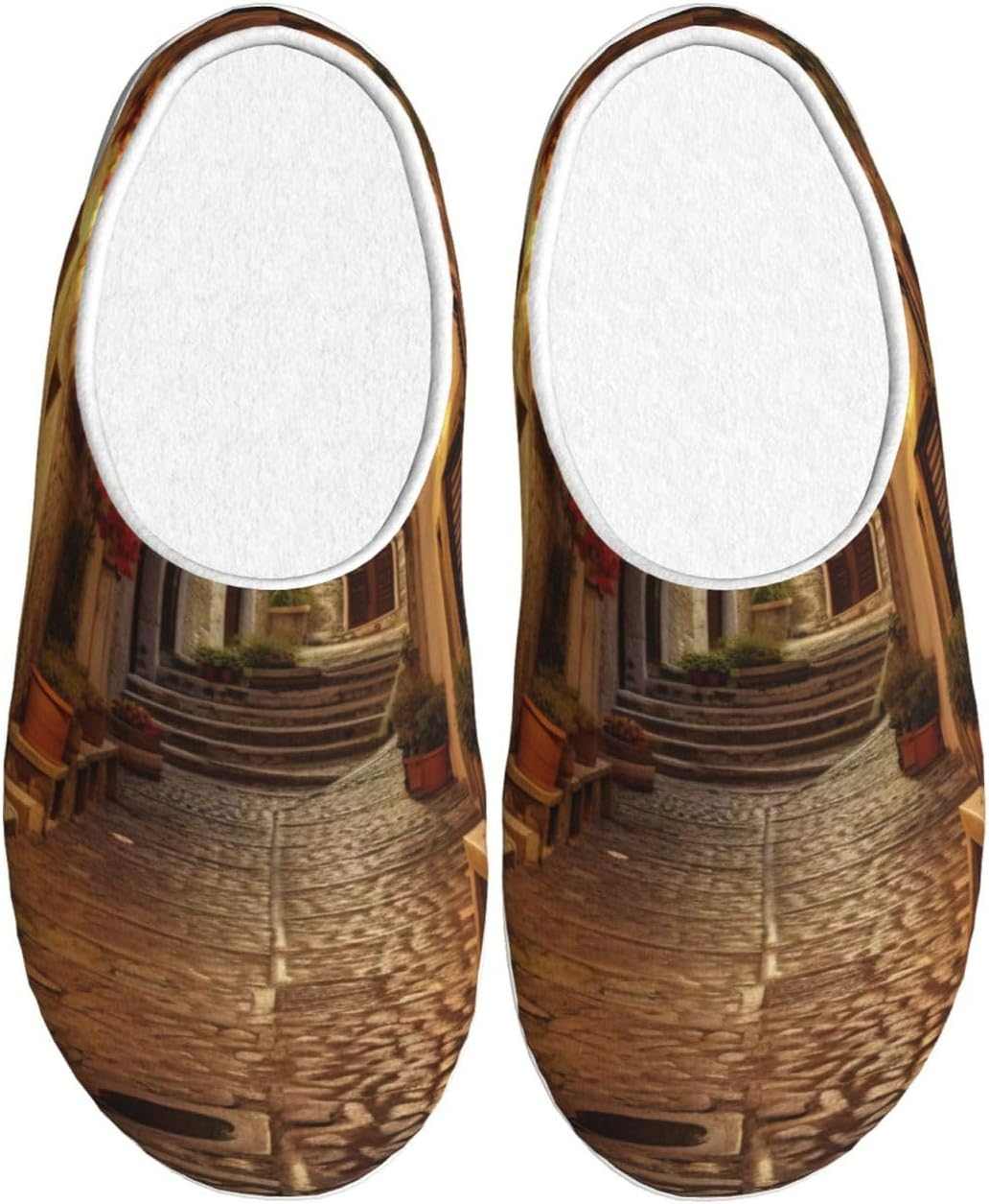 Italian Old Street Print Versatile Use anti Pilling Washable Slippers for Women Men Cozy Stylish Shoes, Black, 5 image number 4