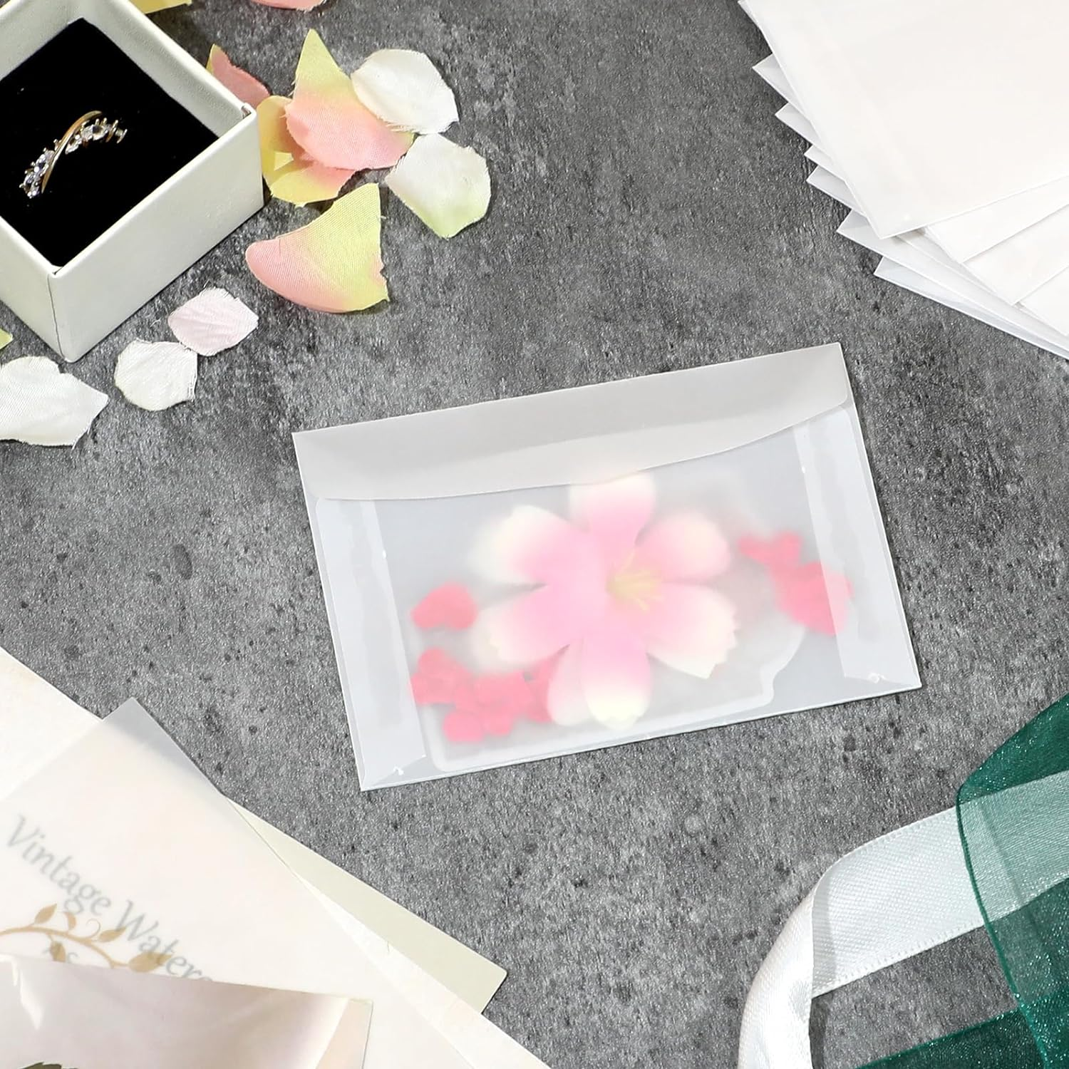 50 PCS Glassine Envelopes, 2.75X3.94Inches Glassine Bags Vellum Envelopes Sealing Paper Small Coin Collection Vegetable Seeds Lottery Storage Pack Stamp Cards Home Office Campus Wedding Gift