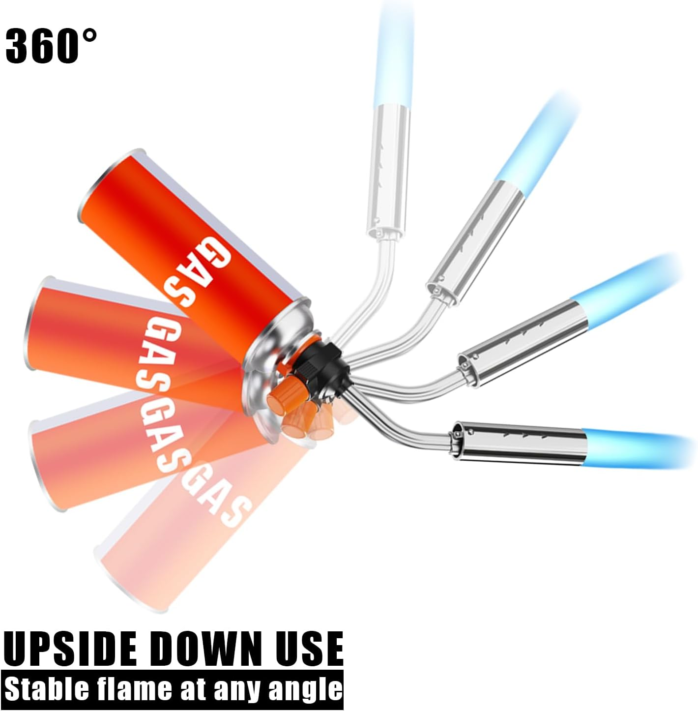 FOJI Gas Burner, Gas Blow Torch,Flame Adjustable, Butane Blow Torch, 360&deg; Omni-Directional Use for Cooking, Bbqs, Camping, Sweets Making, Charcoal Fire, Roasting, Welding Soldering (Fuel Not Included) image number 5