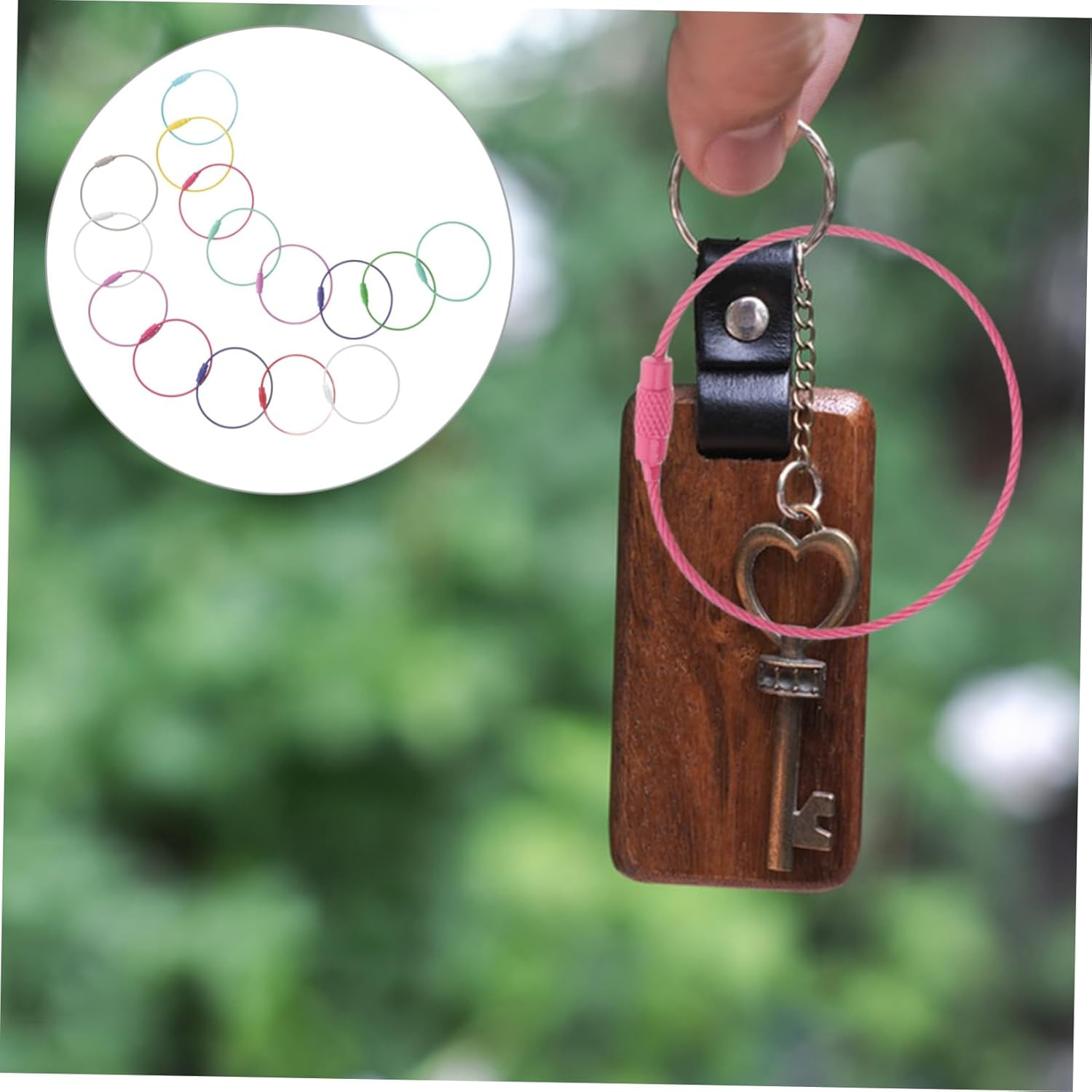SAFIGLE 60Pcs Keyring Circle Wire Keychain Cable Loop Holder Key Ring Luggage Wire Tags image number 1