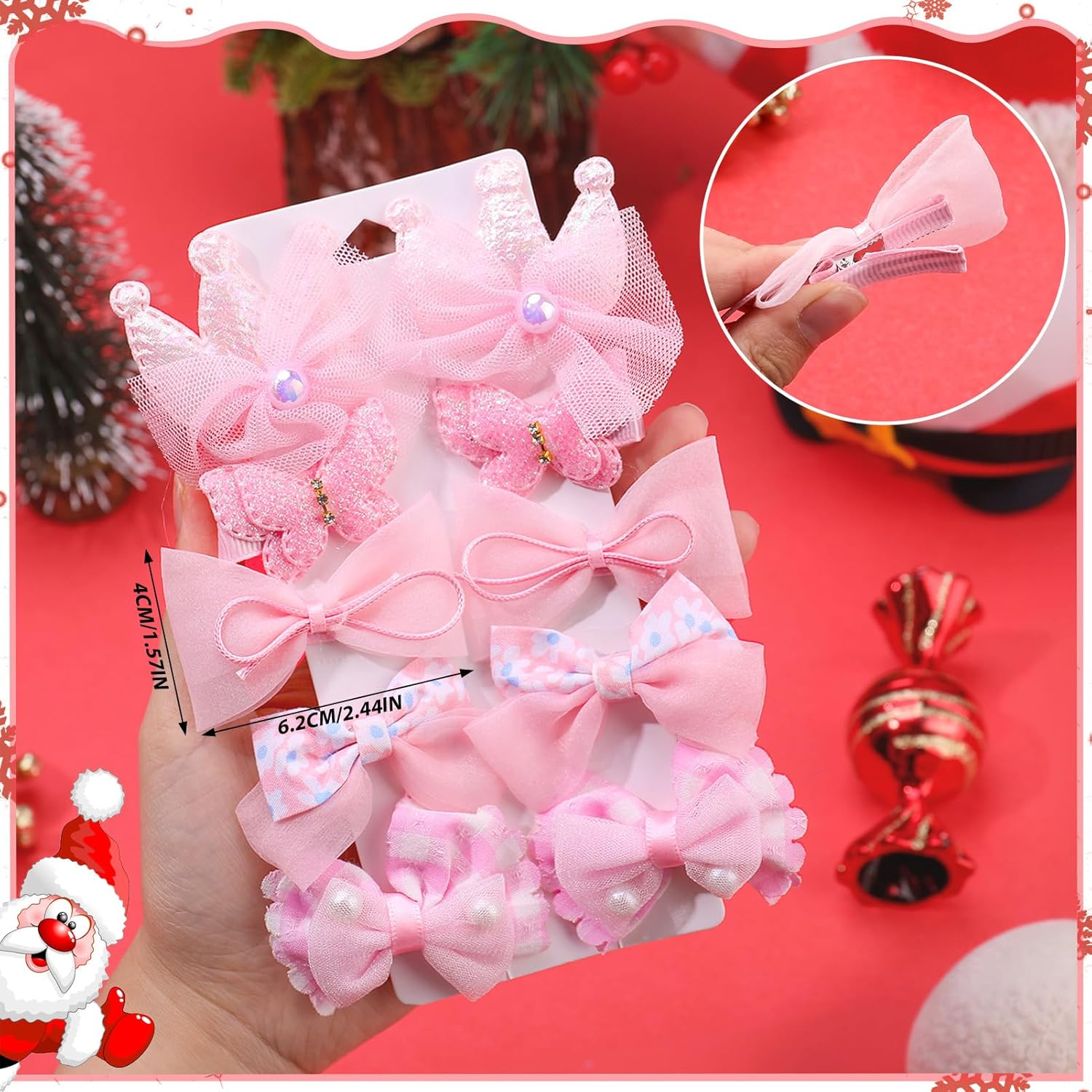 Dusaniyali Pack of 38 Flower Hair Clips Girls - Cute Hair Clips Set Baby Hair Bows with Flowers, Bows for Baby and Children, Pink Hair Accessories for Girls image number 3