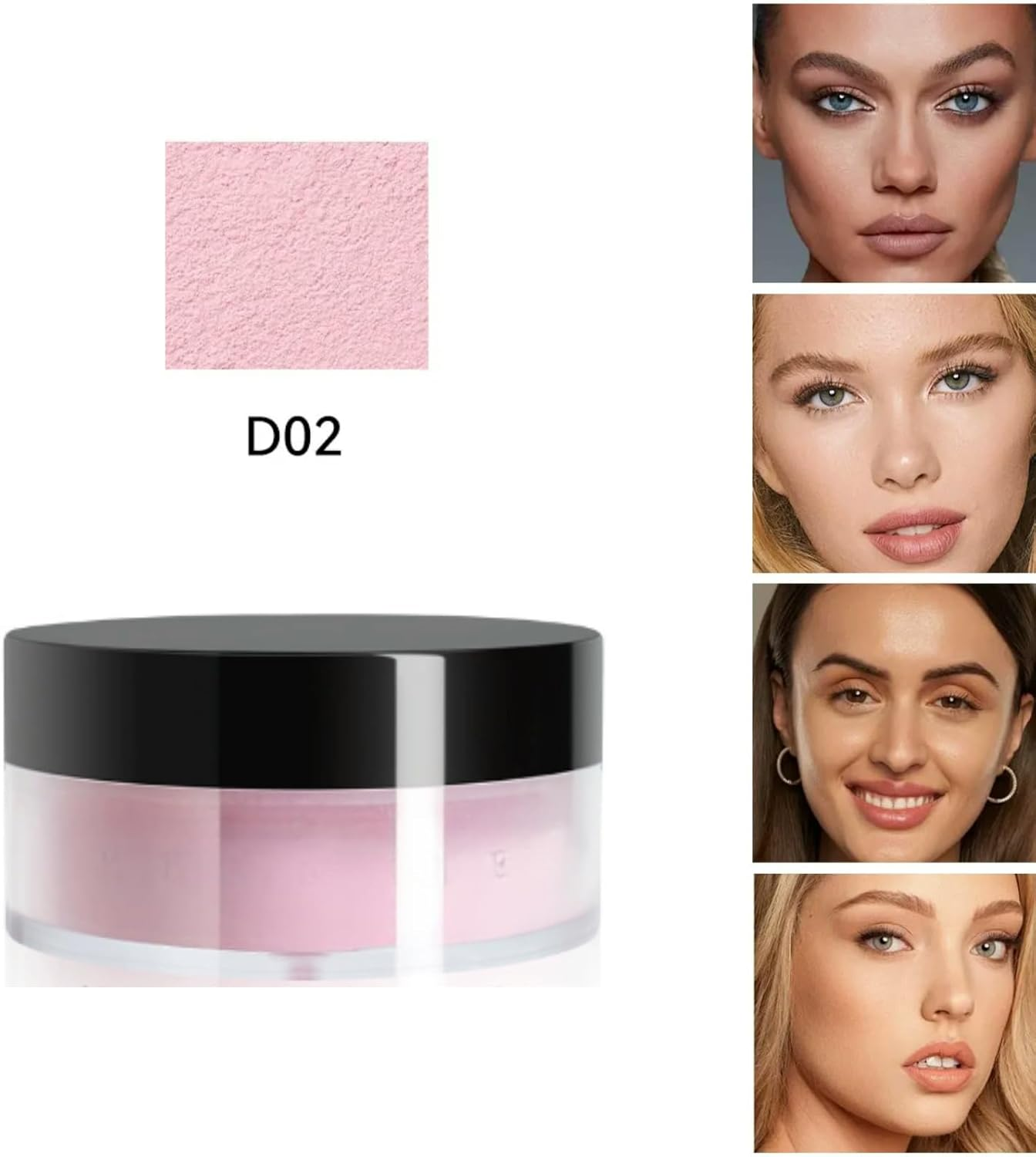 Loose Setting Powder, Lightweight & Mattifying, Long-Lasting Finish, 6G(Light Pink#02)
