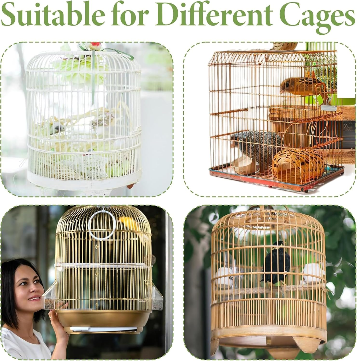 2Pcs Bird Cage Cover,Bird Cage Skirt Net Cloth Cage Net Cover,Universal Birdcage Cover,Protective Net Cover,Used for Parrot Fence Circular Square Cage, Parrot Cage Accessories (White) image number 1