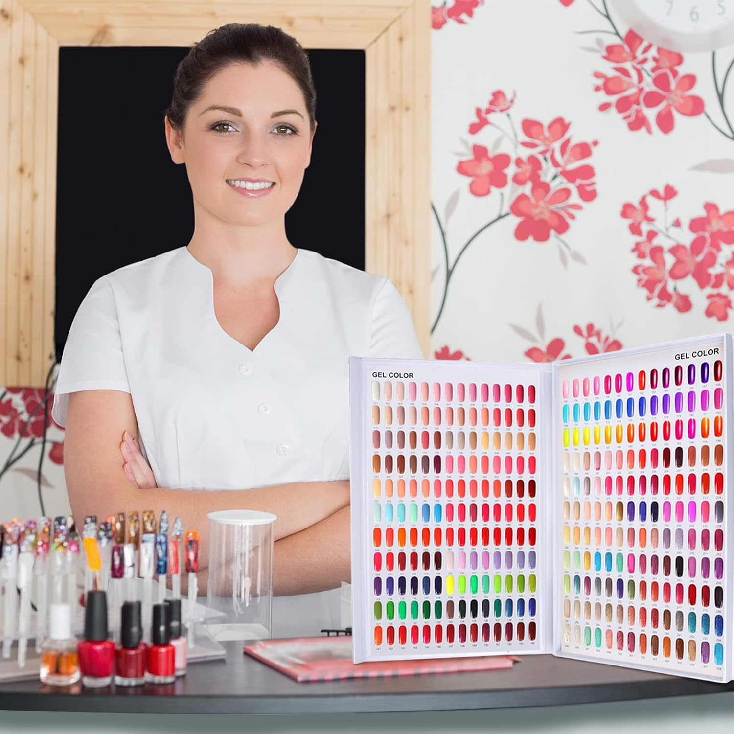 308 Nail Color Chart Display, UV Gel Polish Book Nail Painting Practice Design Board, Fake Tips Nails Sample Display Nail Art for Nail Salons, DIY Nail Art at Home