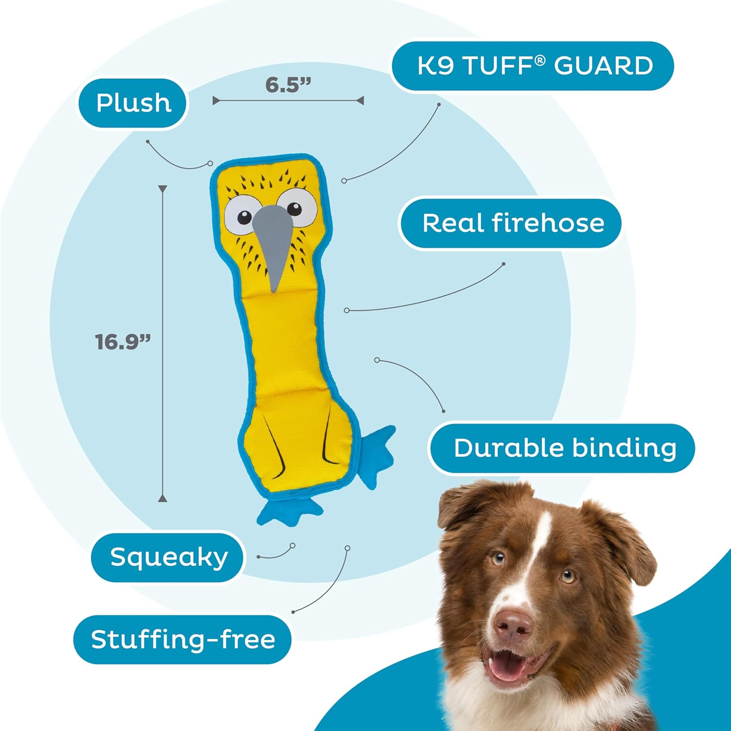 Fire Biterz Durable Tough Dog Toy Made with Firehose Material, Tough Plush Toy for Dogs by Outward Hound, Medium, Boobie image number 6