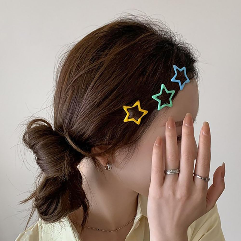Pack of 40 Star Hair Clips, Colourful Stars Hair Clips, Women'S Small Pentagram Hair Clips, Adorable Cute Metal Five-Pointed Star Hair Clip for Women, Baby Hair Clips, Hair Accessories image number 4