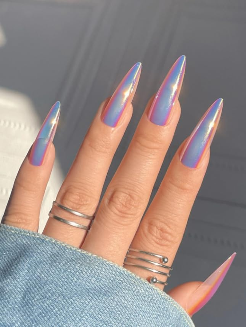 24-Piece Press on Nails, Lots of Patterns, Shapes and Colours, with Nail File and Tape - Reusable - Luxury (Black Gold Pattern - Almond)