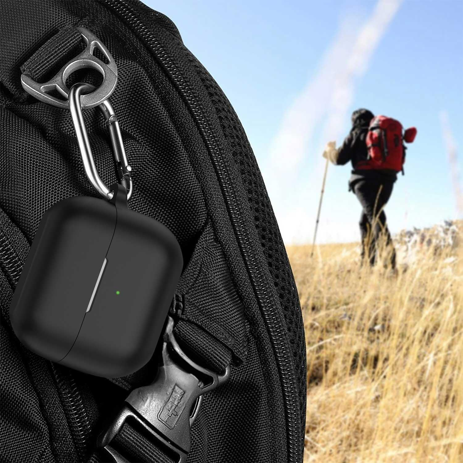 T Tersely Silicone Case Cover Compatible with Airpods 4(2024) - Premium Silicone with Hook, Supports Wireless Charging, Shockproof Protection - Black image number 3