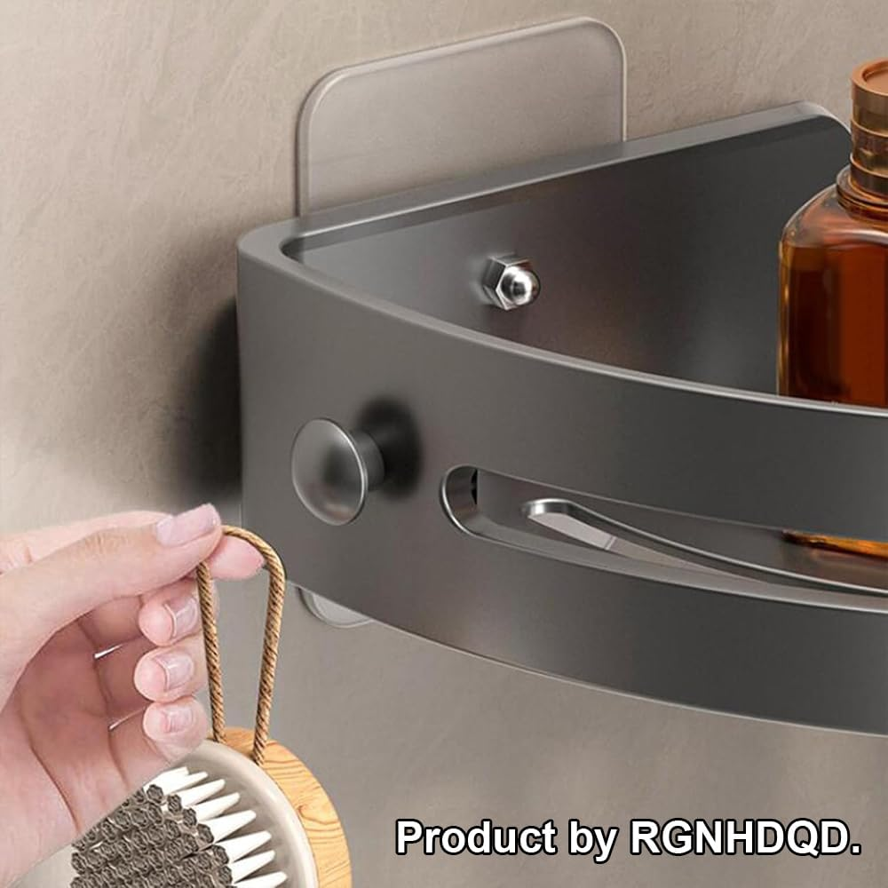 3-Piece Bathroom Shelves Storage Rack Shelf ABS Triangle Shower Caddy &ndash; Heavy Duty, Detachable with 2 Hooks &ndash; Bathroom Shelf for Shower Organization, Holds Shampoo, Conditioner, Razors, Soap image number 3